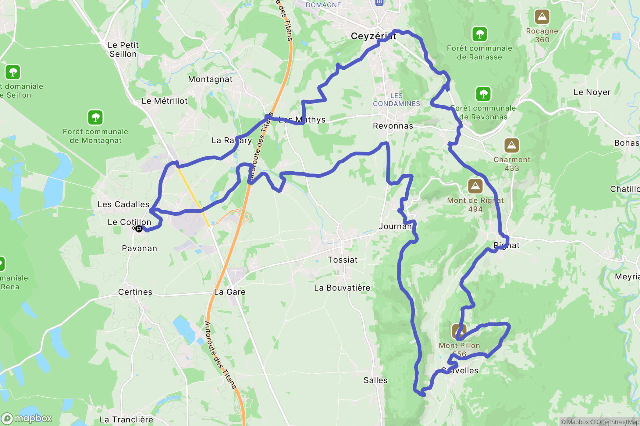 Certines : carte du parcours de randonnée - France