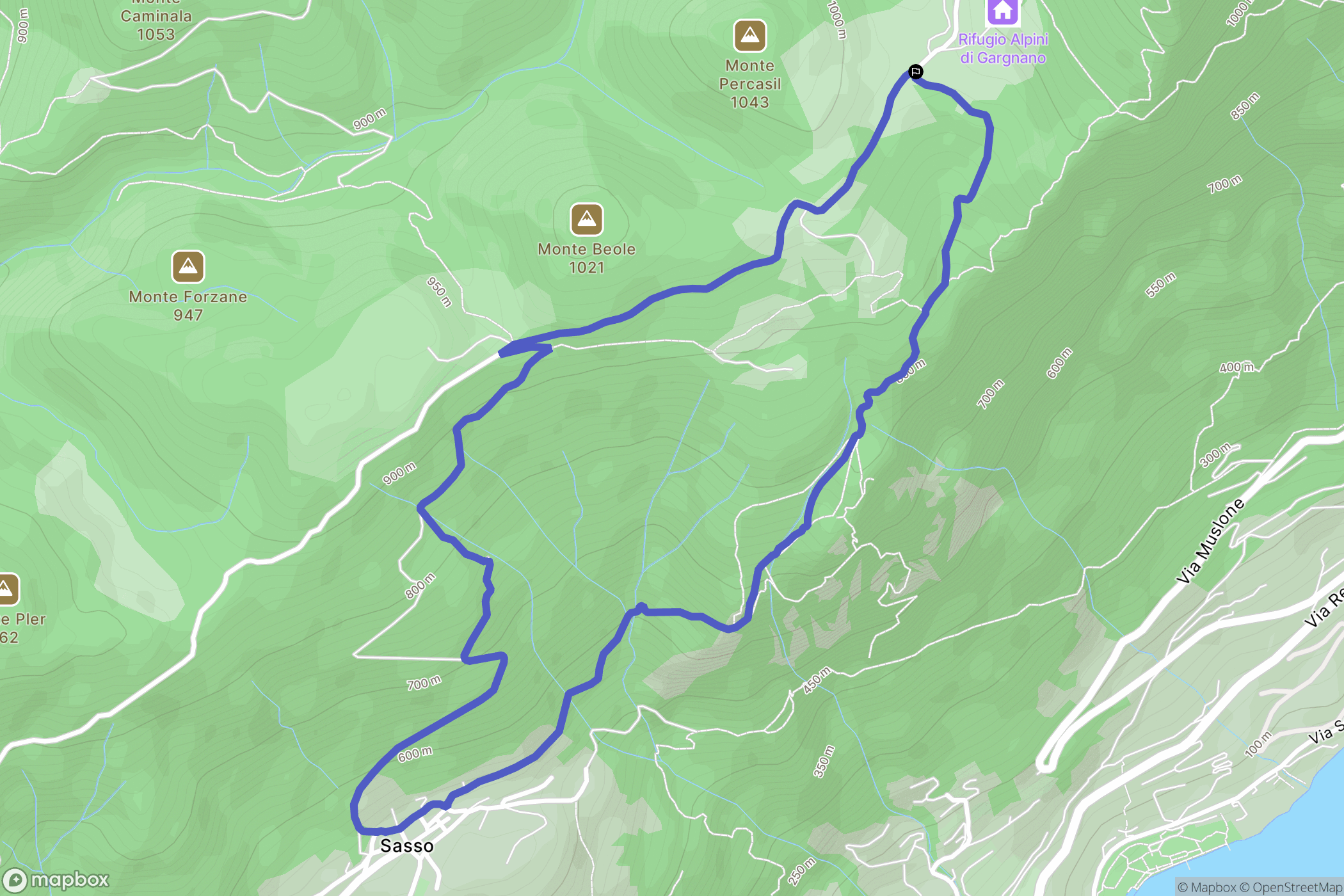 Gargnano : carte du parcours de randonnée - Italy