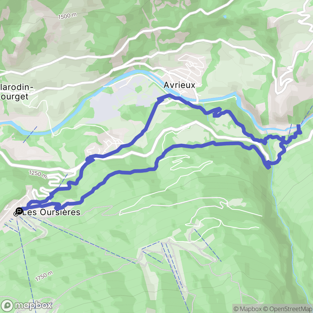 Villarodin-Bourget : carte du parcours de randonnée - France