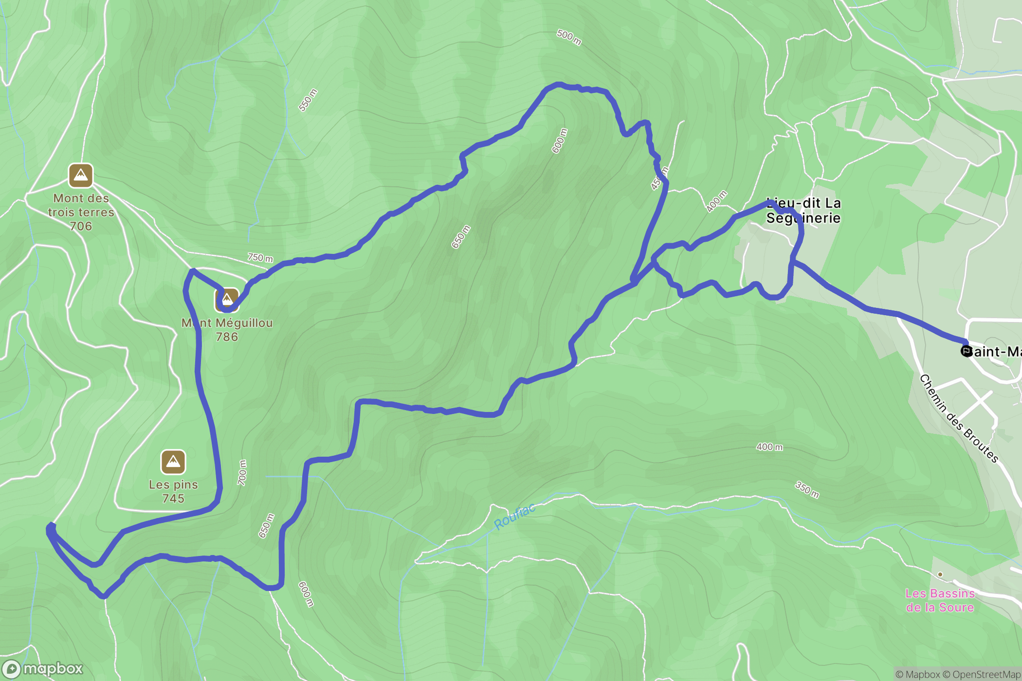 Le Bousquet-d'Orb : carte du parcours de randonnée - France