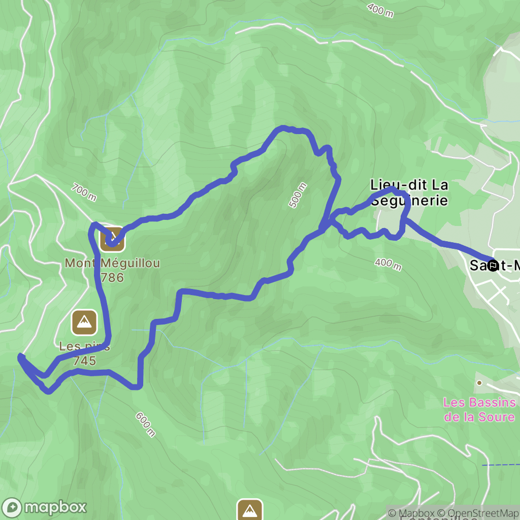 Le Bousquet-d'Orb : carte du parcours de randonnée - France