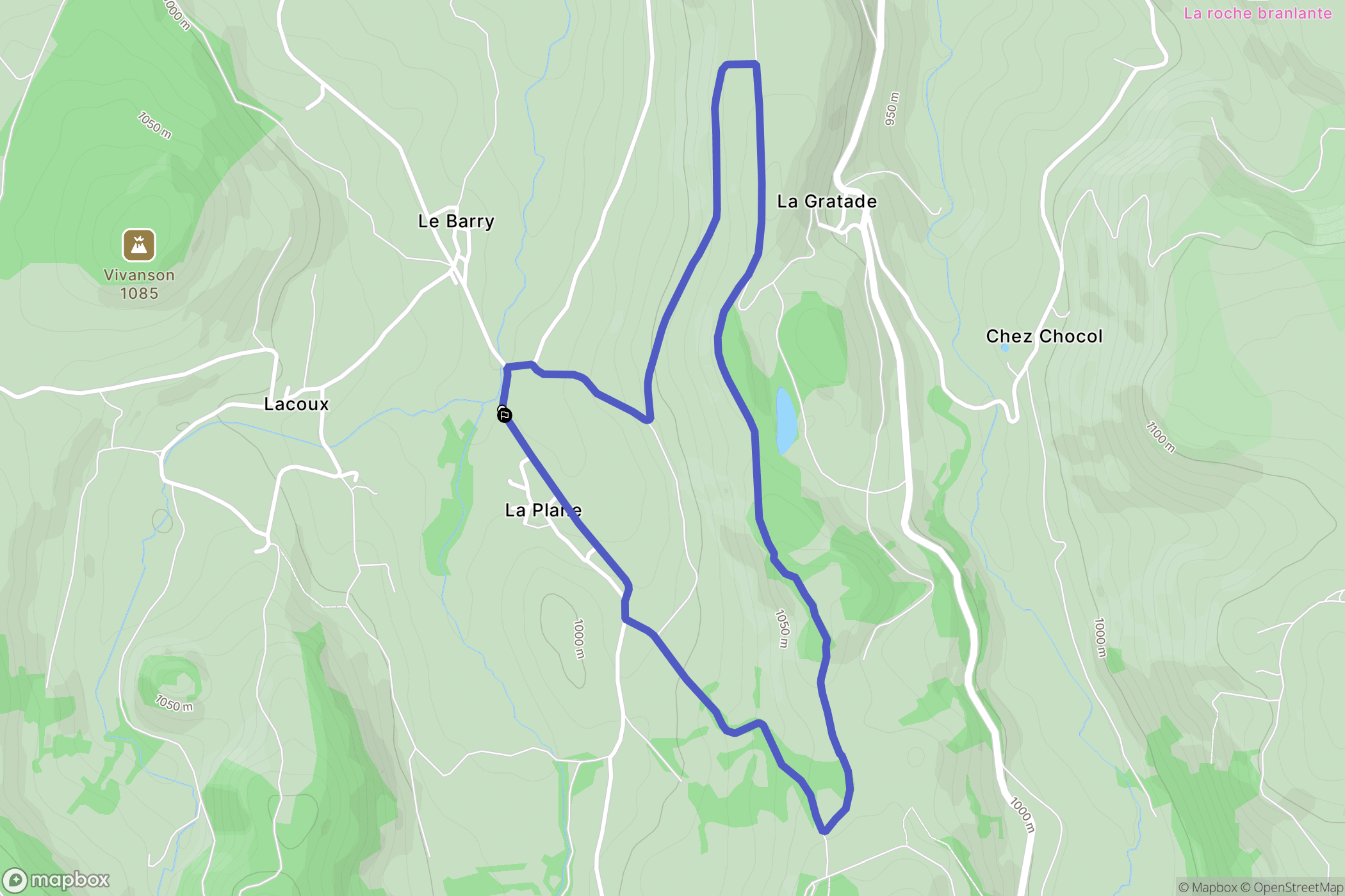Perpezat : carte du parcours de randonnée - France