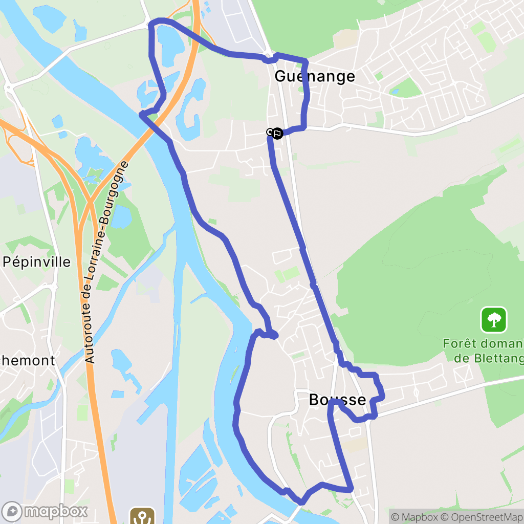 Guénange : carte du parcours de randonnée - France