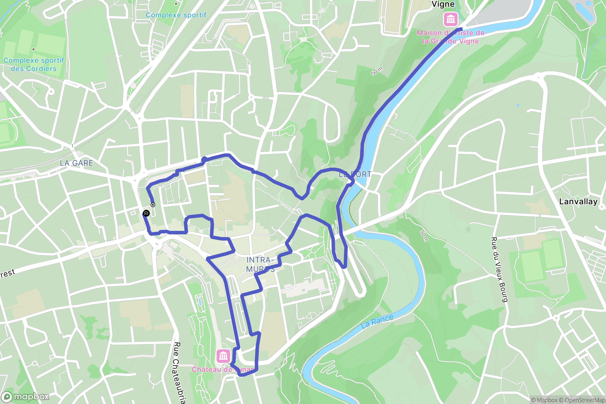 Dinan : carte du parcours de randonnée - France