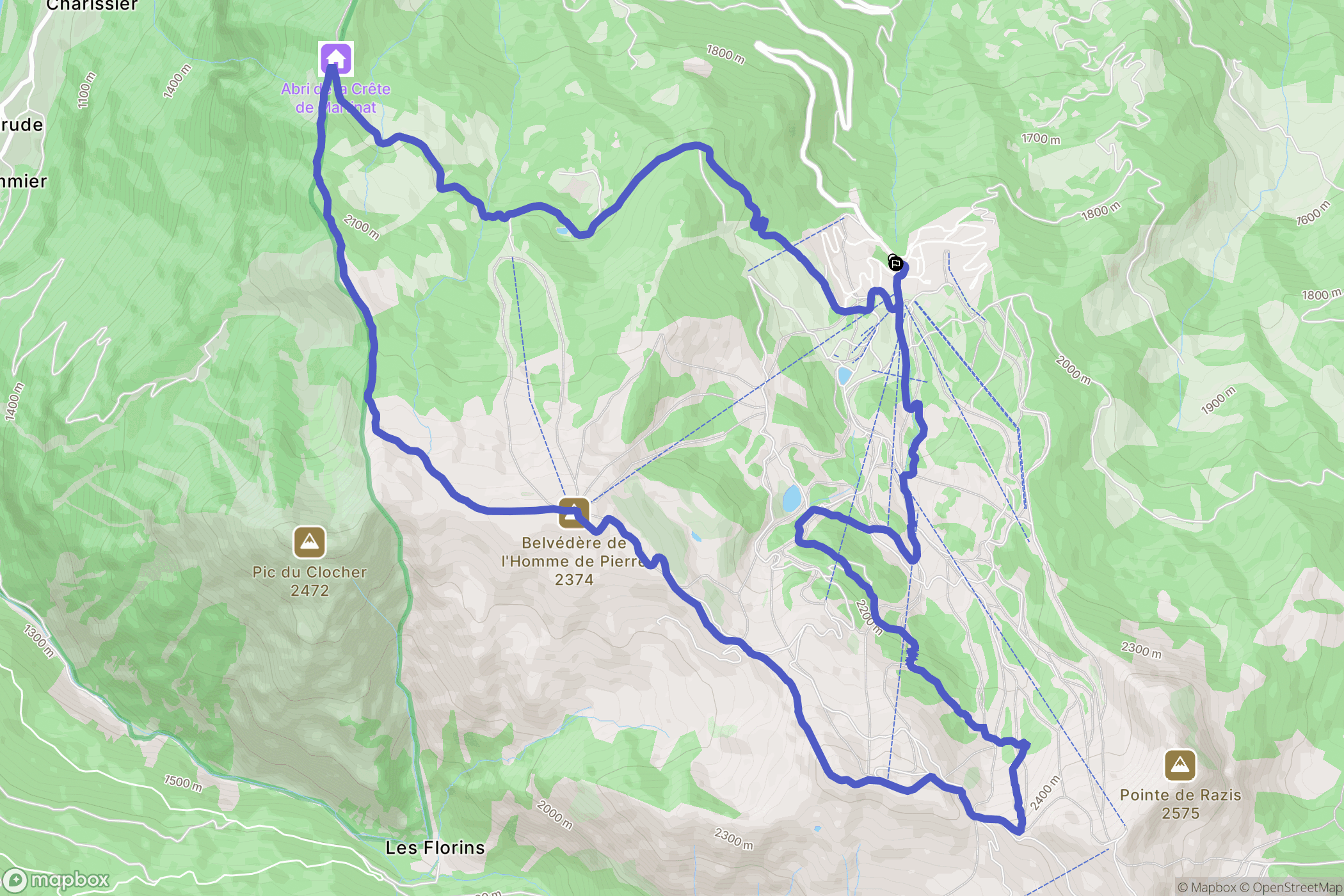 Risoul : carte du parcours de randonnée - France