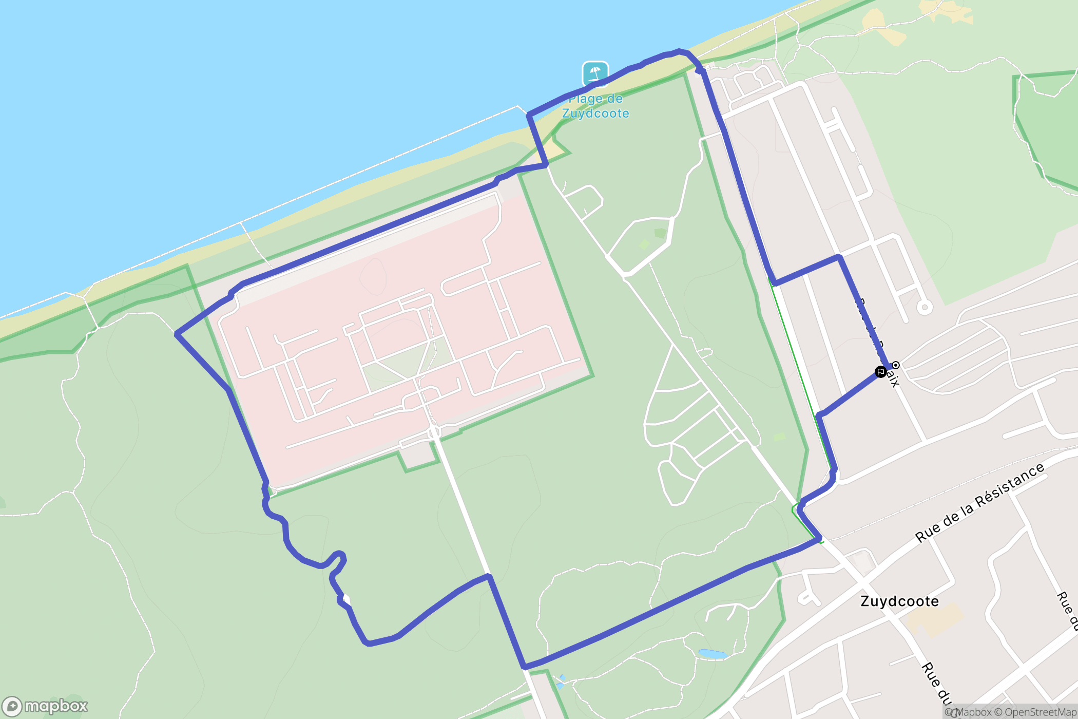 Zuydcoote : carte du parcours de randonnée - France