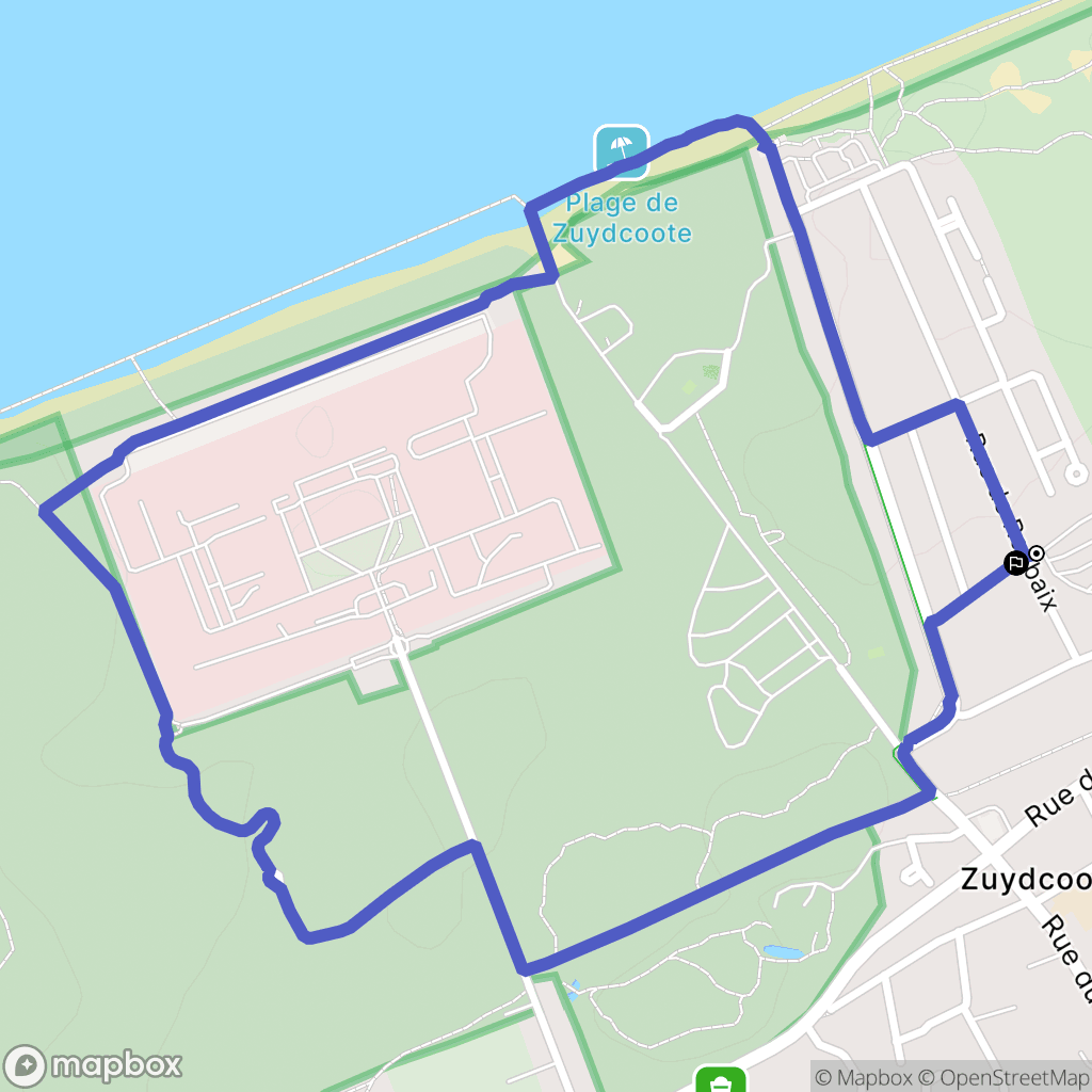 Zuydcoote : carte du parcours de randonnée - France