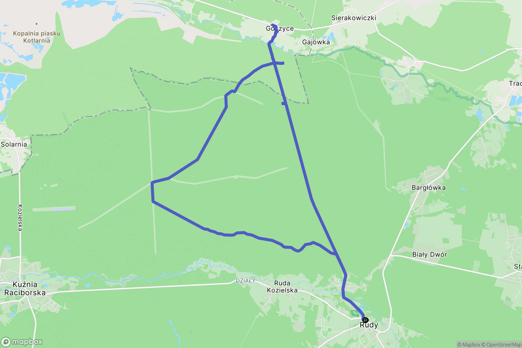 Rudy: mapa trasy - Poland