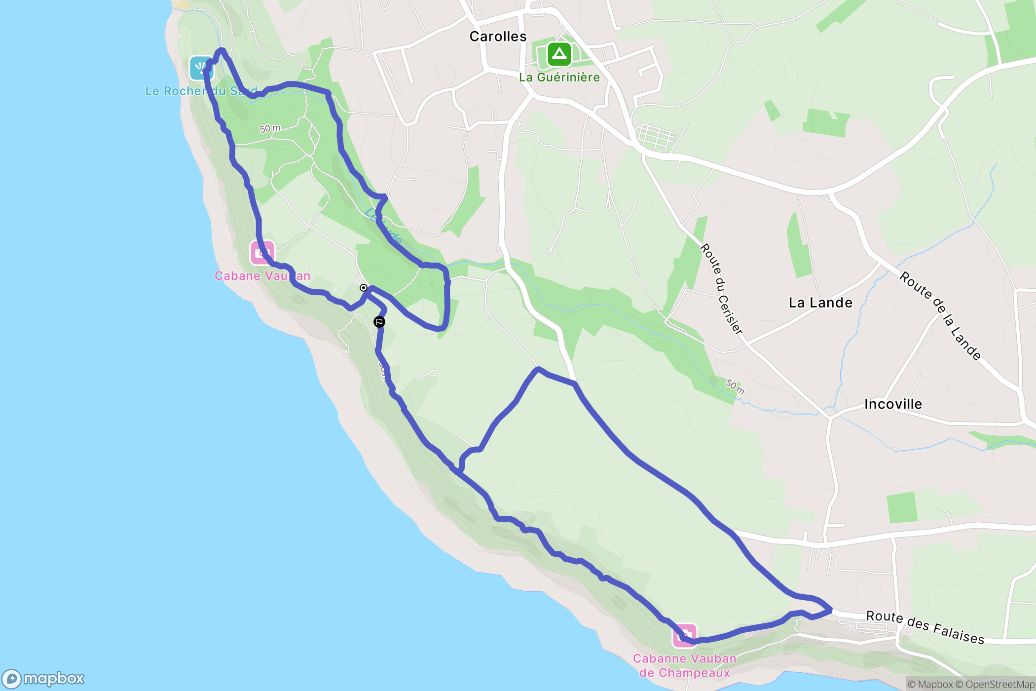 Carolles : carte du parcours de randonnée - France