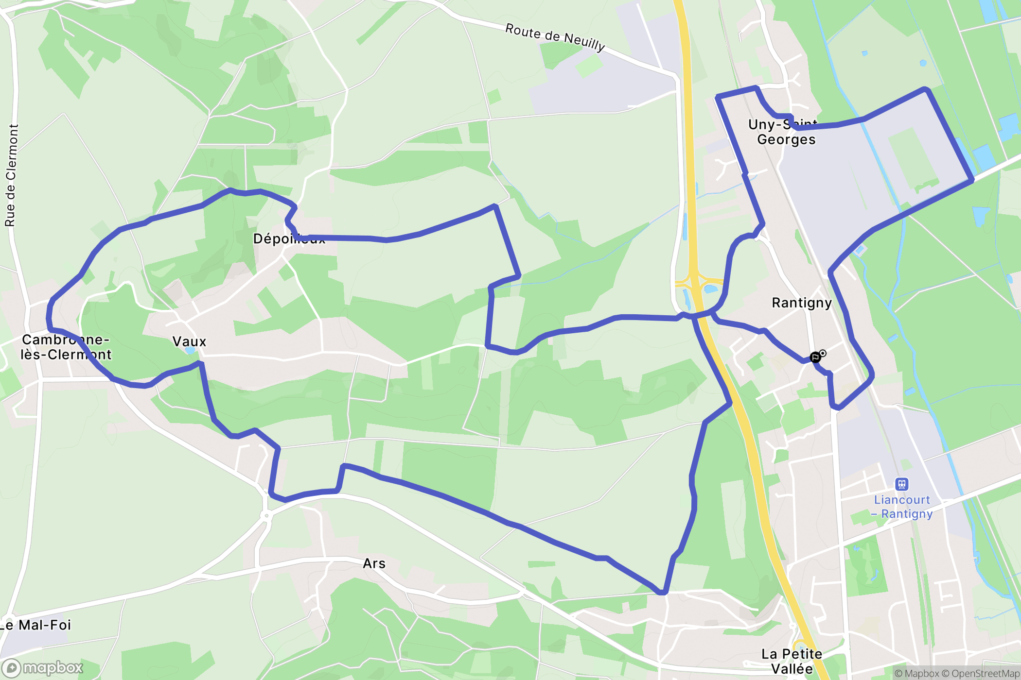 Rantigny : carte du parcours de randonnée - France