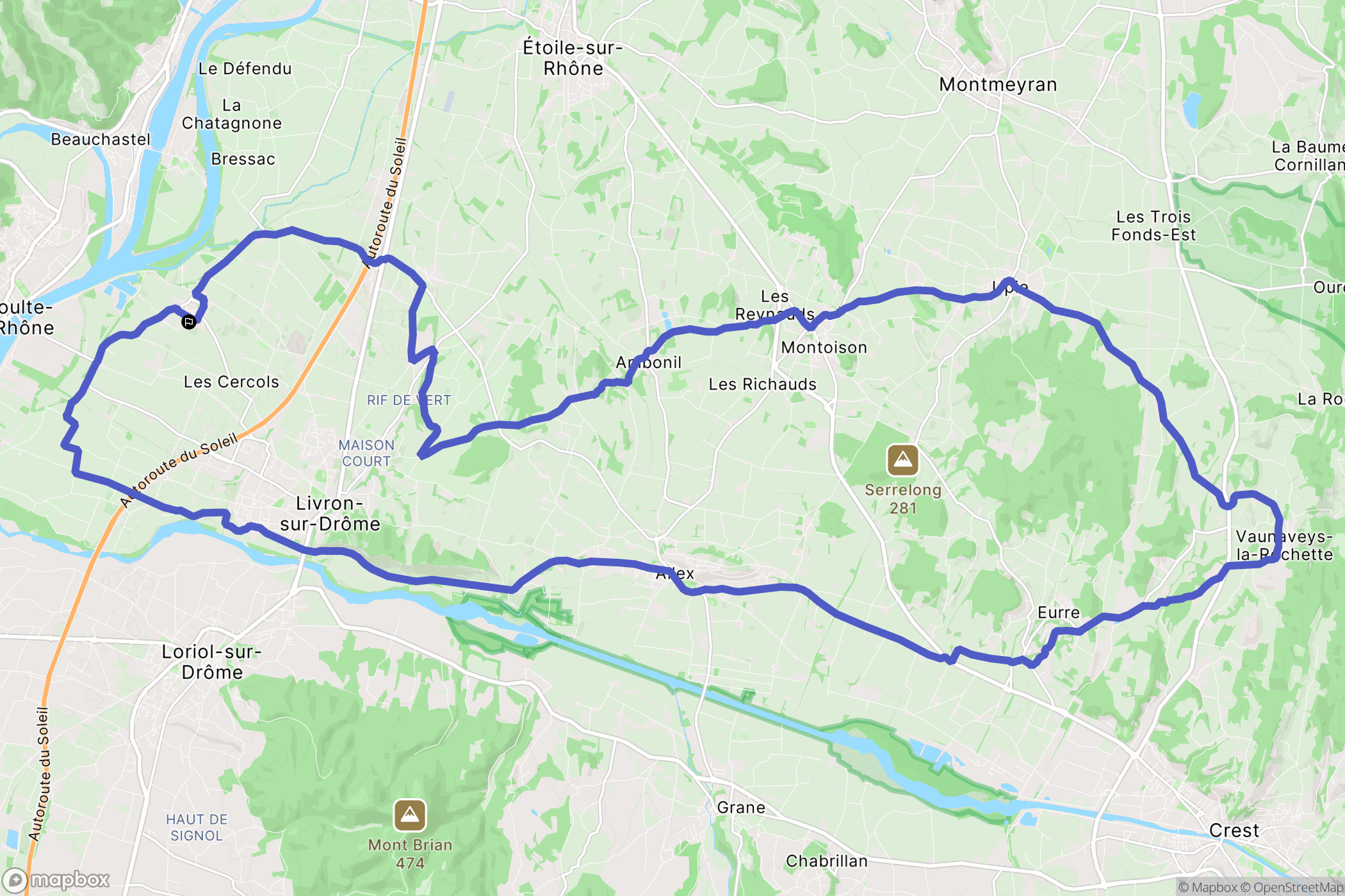 Livron-sur-Drôme : carte du parcours de randonnée - France
