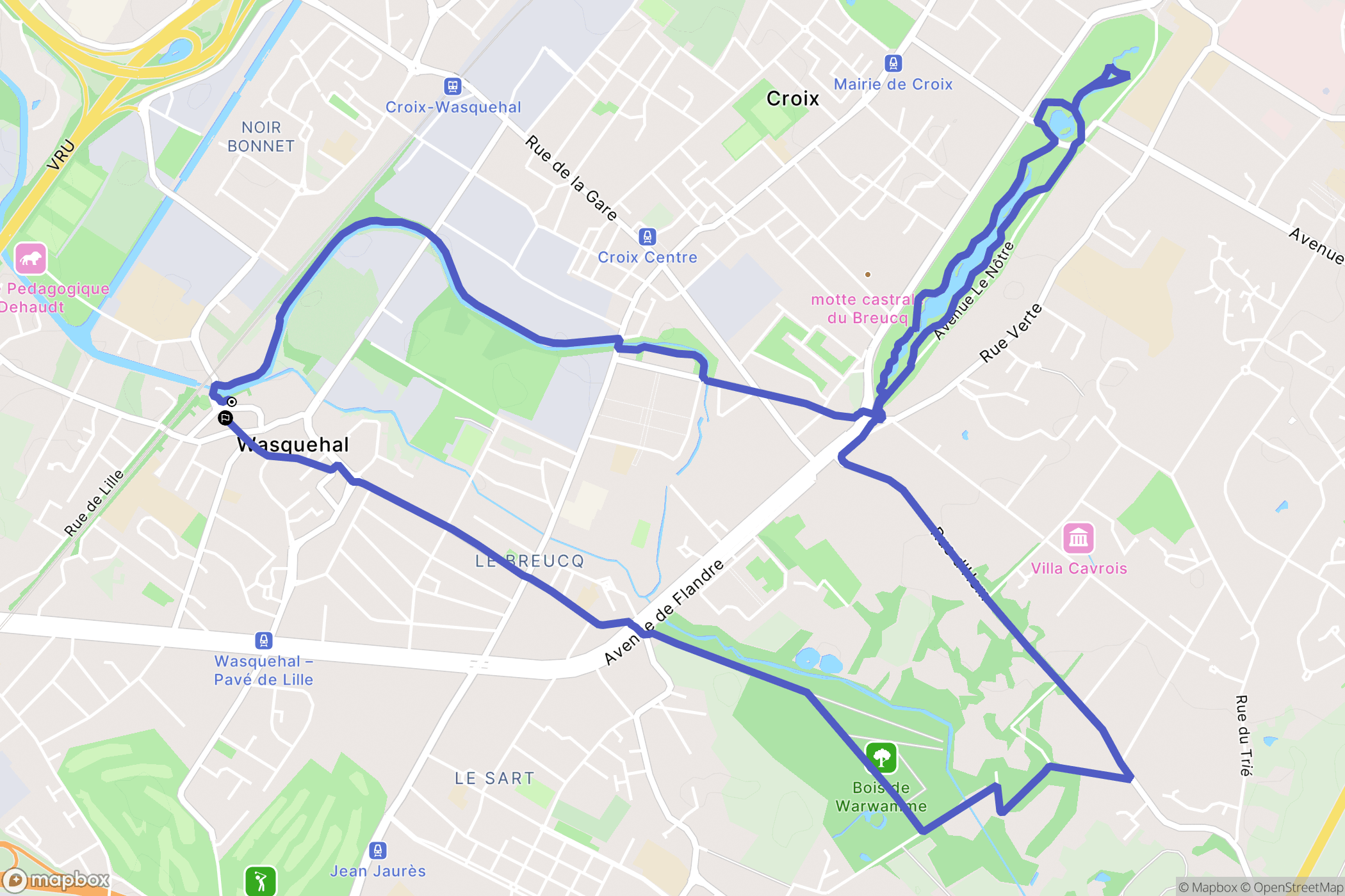 Wasquehal : carte du parcours de randonnée - France