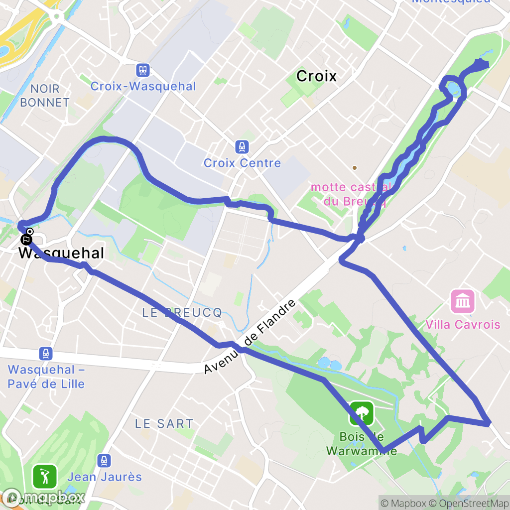 Wasquehal : carte du parcours de randonnée - France