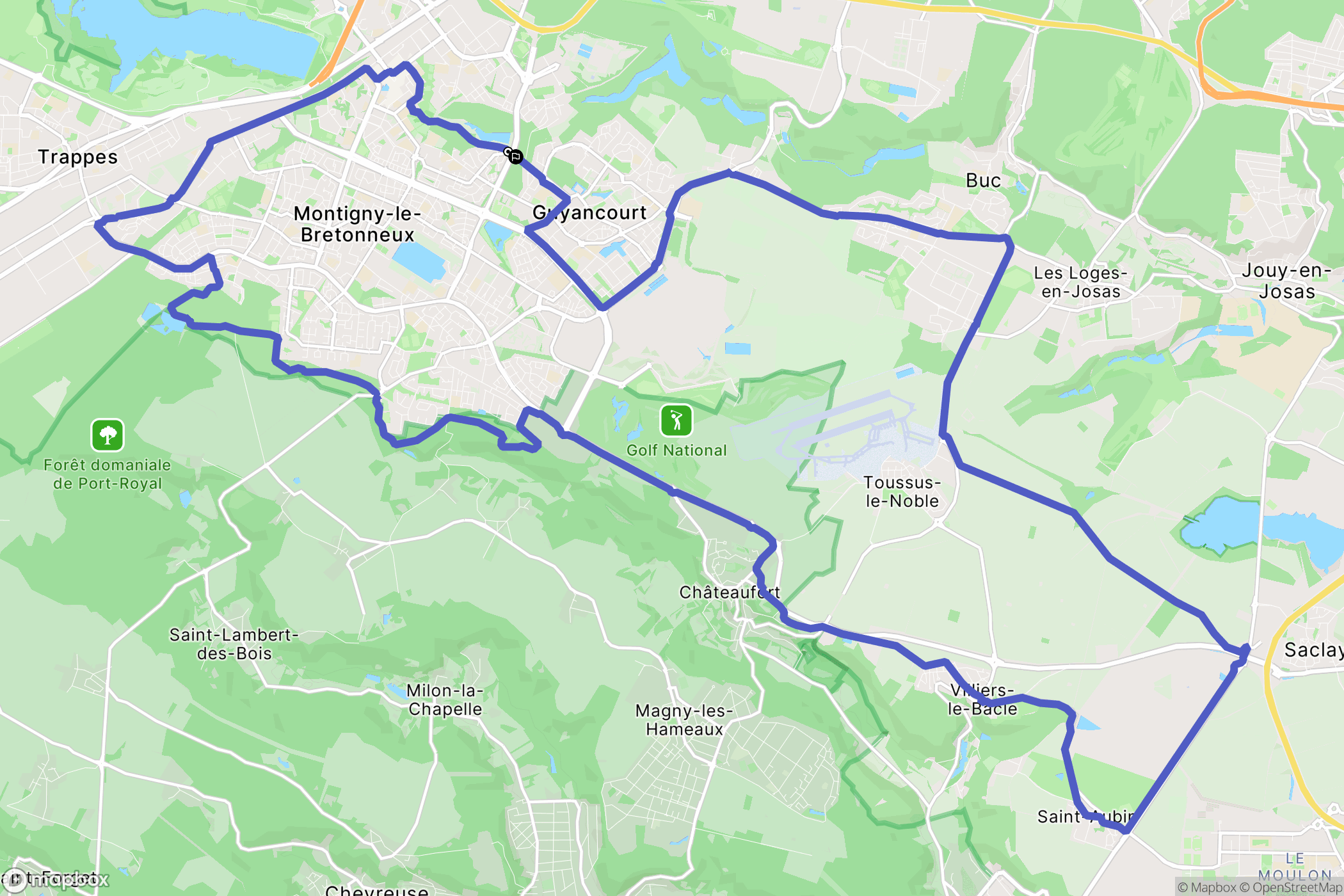 Guyancourt : carte du parcours de randonnée - France
