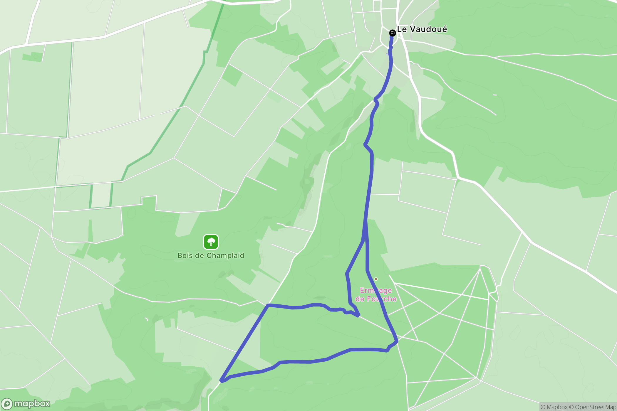 Le Vaudoué : carte du parcours de randonnée - France