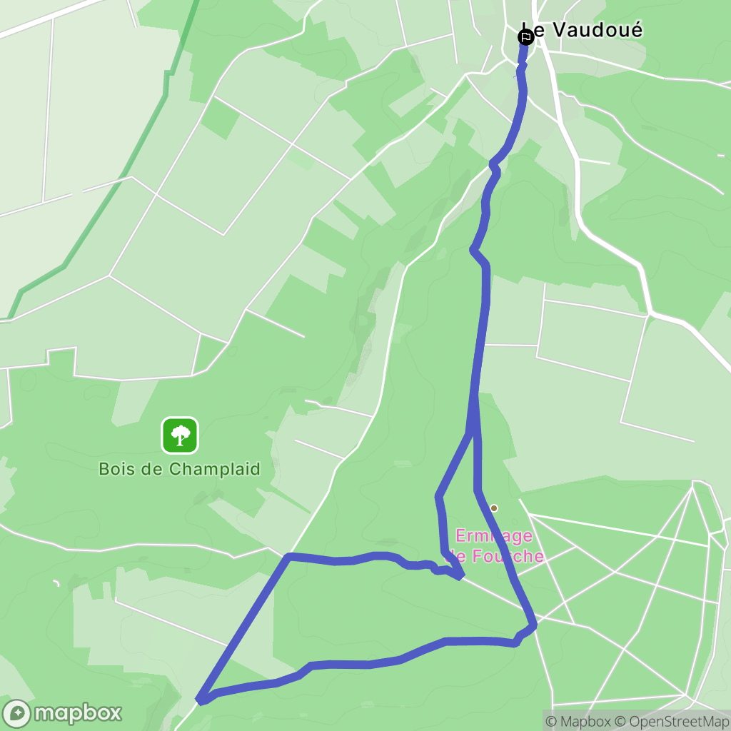 Le Vaudoué : carte du parcours de randonnée - France