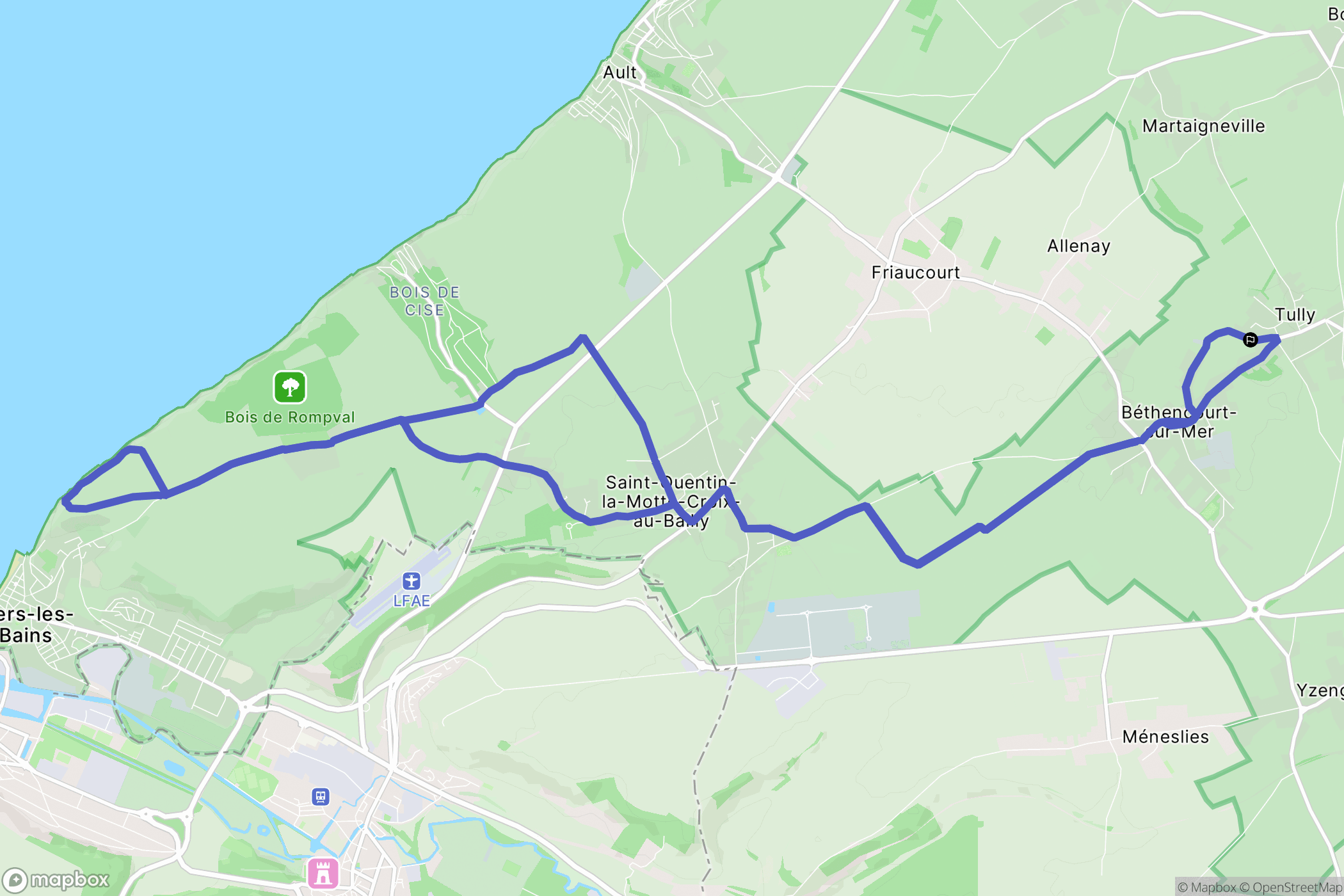 Tully : carte du parcours de randonnée - France