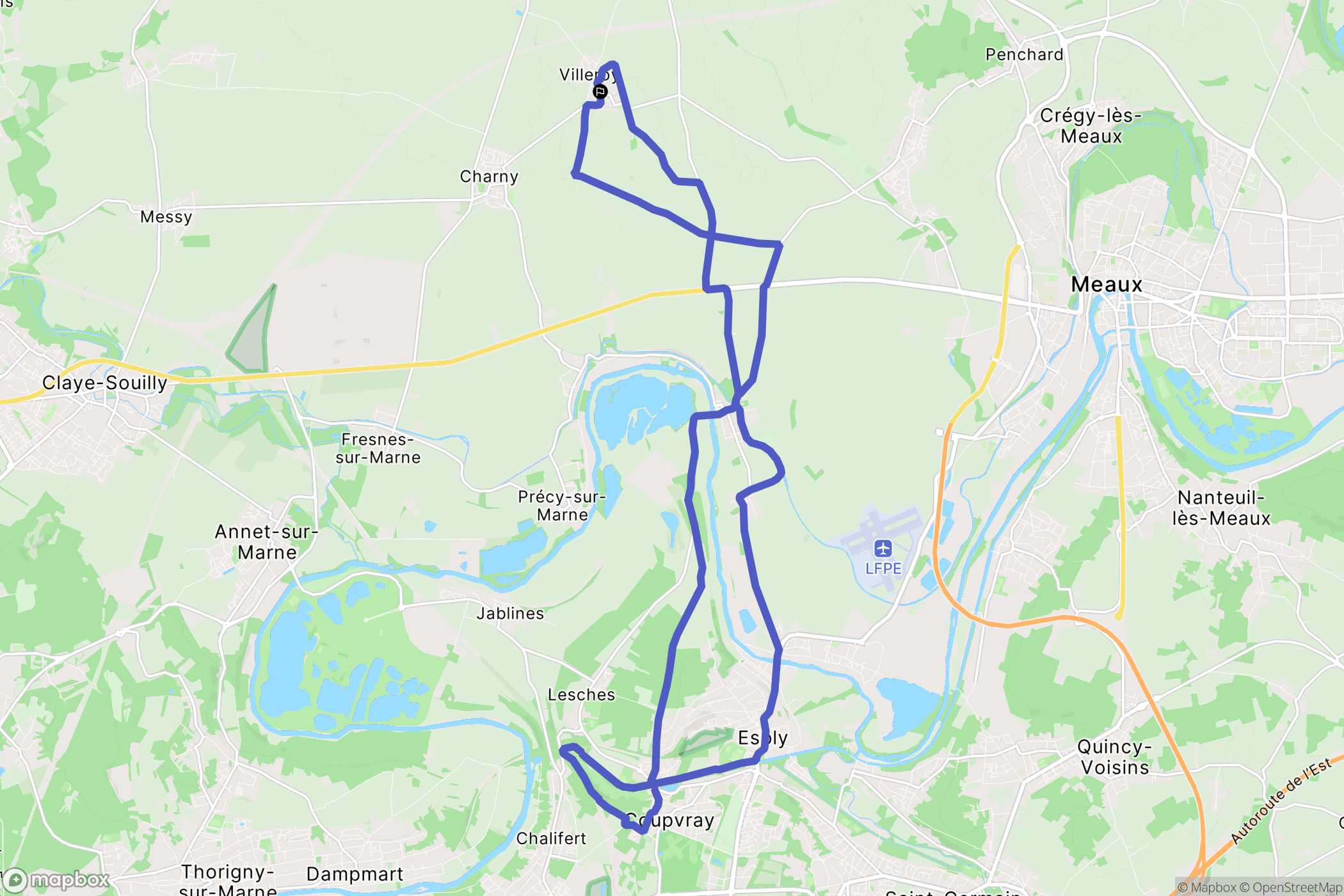 Villeroy : carte du parcours de randonnée - France