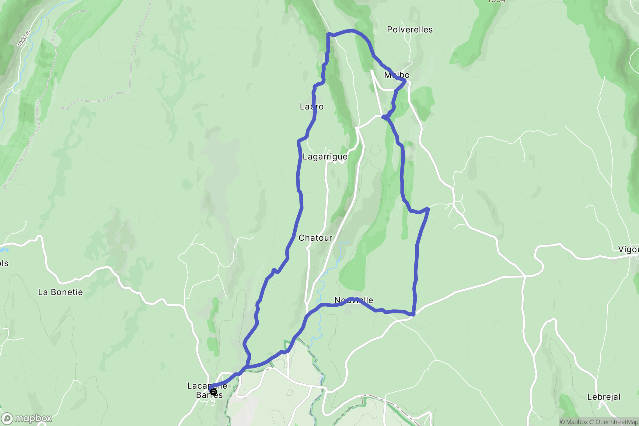 Lacapelle-Barrès : carte du parcours de randonnée - France