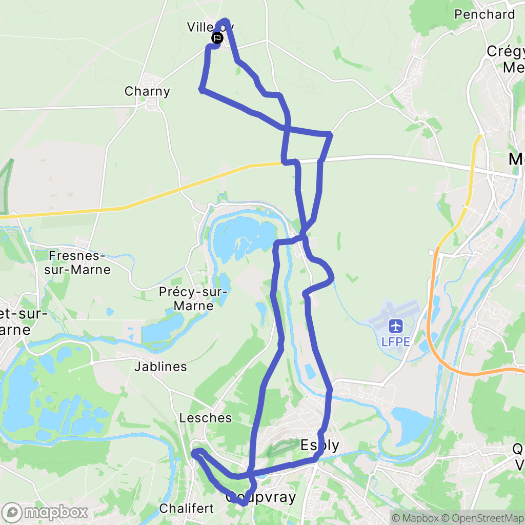 Villeroy : carte du parcours de randonnée - France