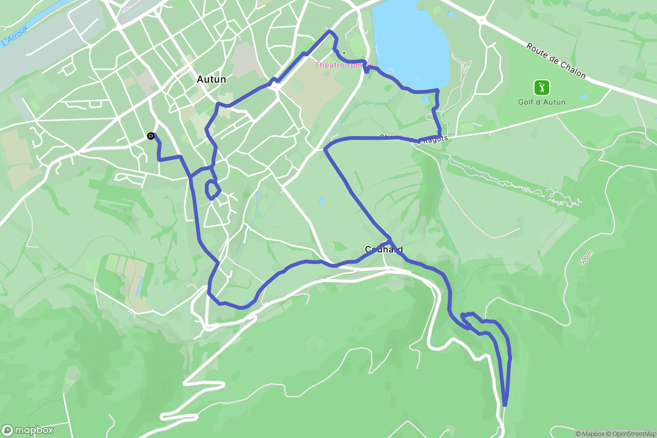 Autun : carte du parcours de randonnée - France