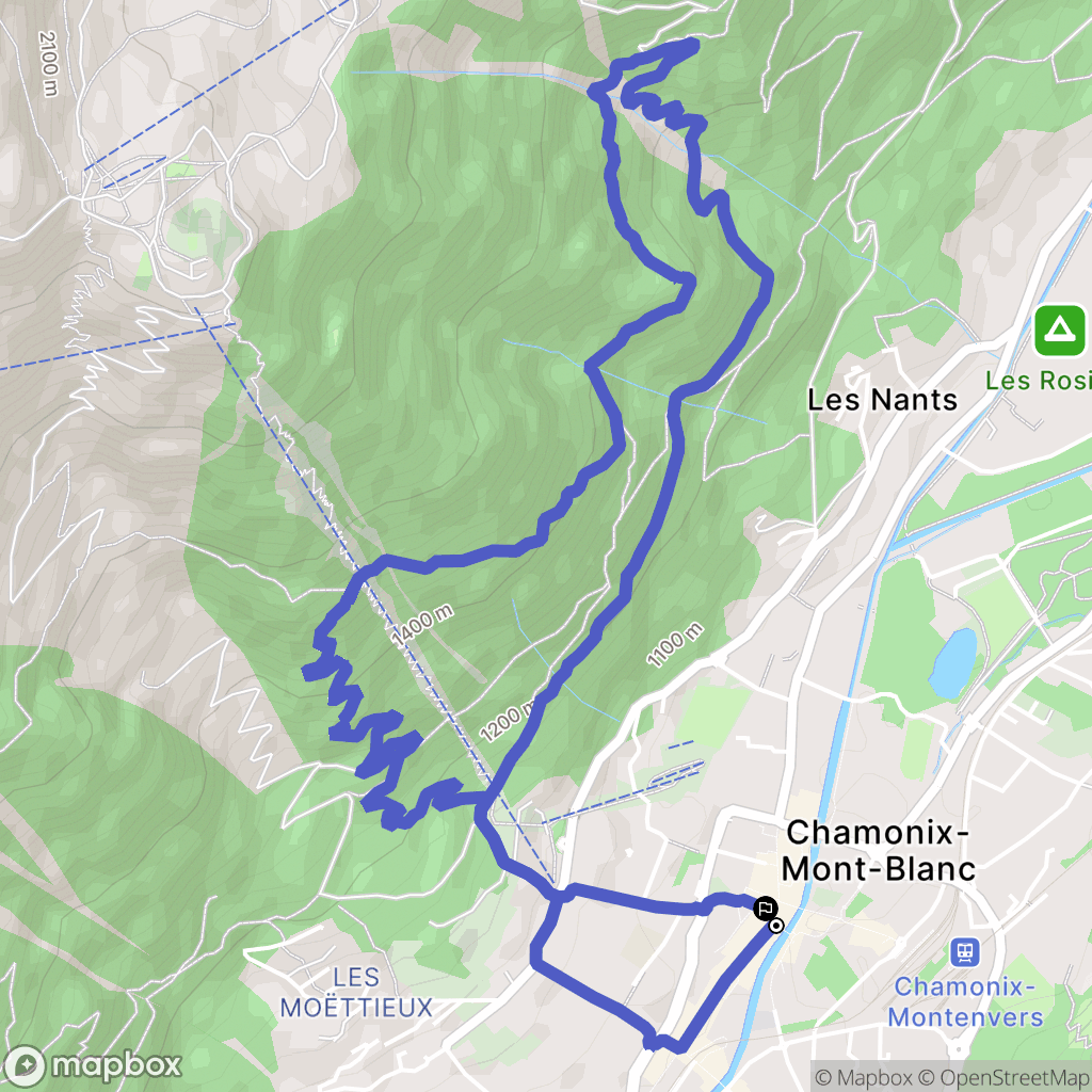 Chamonix-Mont-Blanc : carte du parcours de randonnée - France