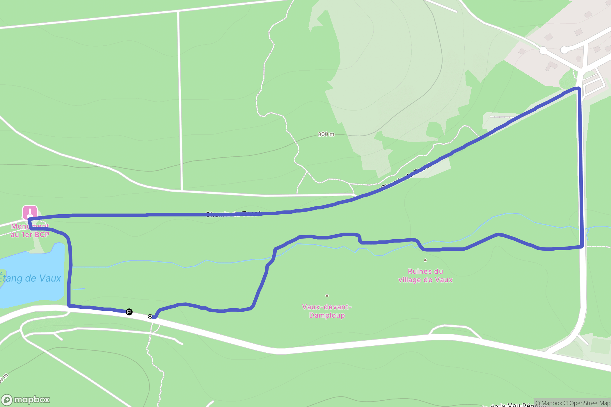 Douaumont-Vaux : carte du parcours de randonnée - France