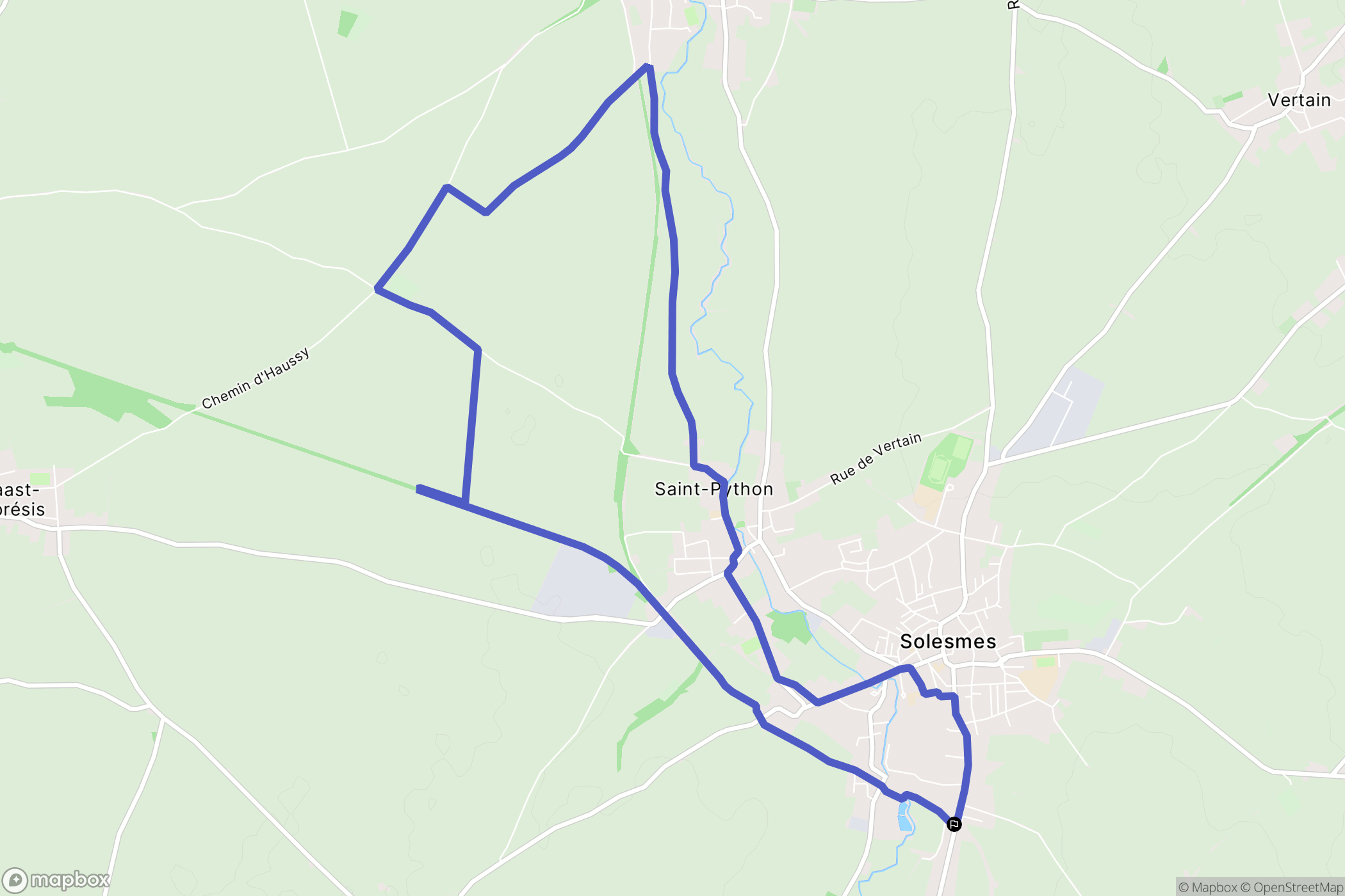 Solesmes : carte du parcours de randonnée - France