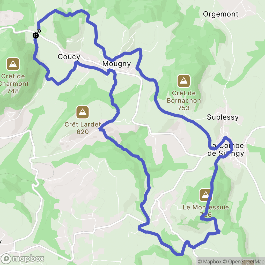 Chilly : carte du parcours de randonnée - France