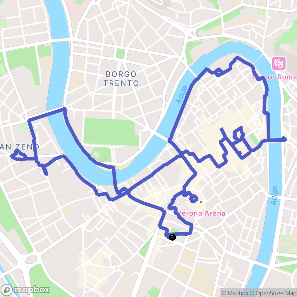 Verona : carte du parcours de randonnée - Italy
