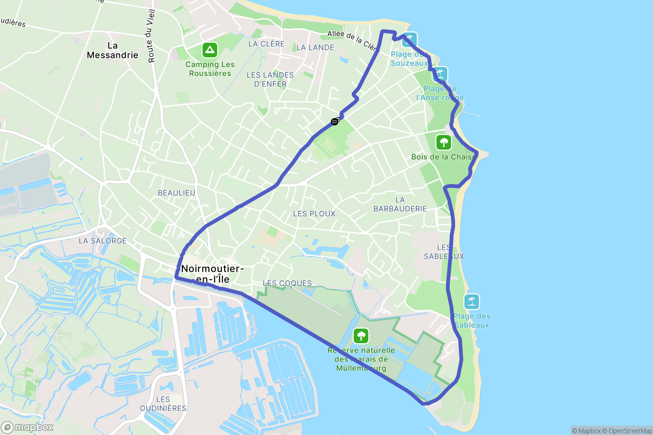 Noirmoutier-en-l'Île : carte du parcours de randonnée - France