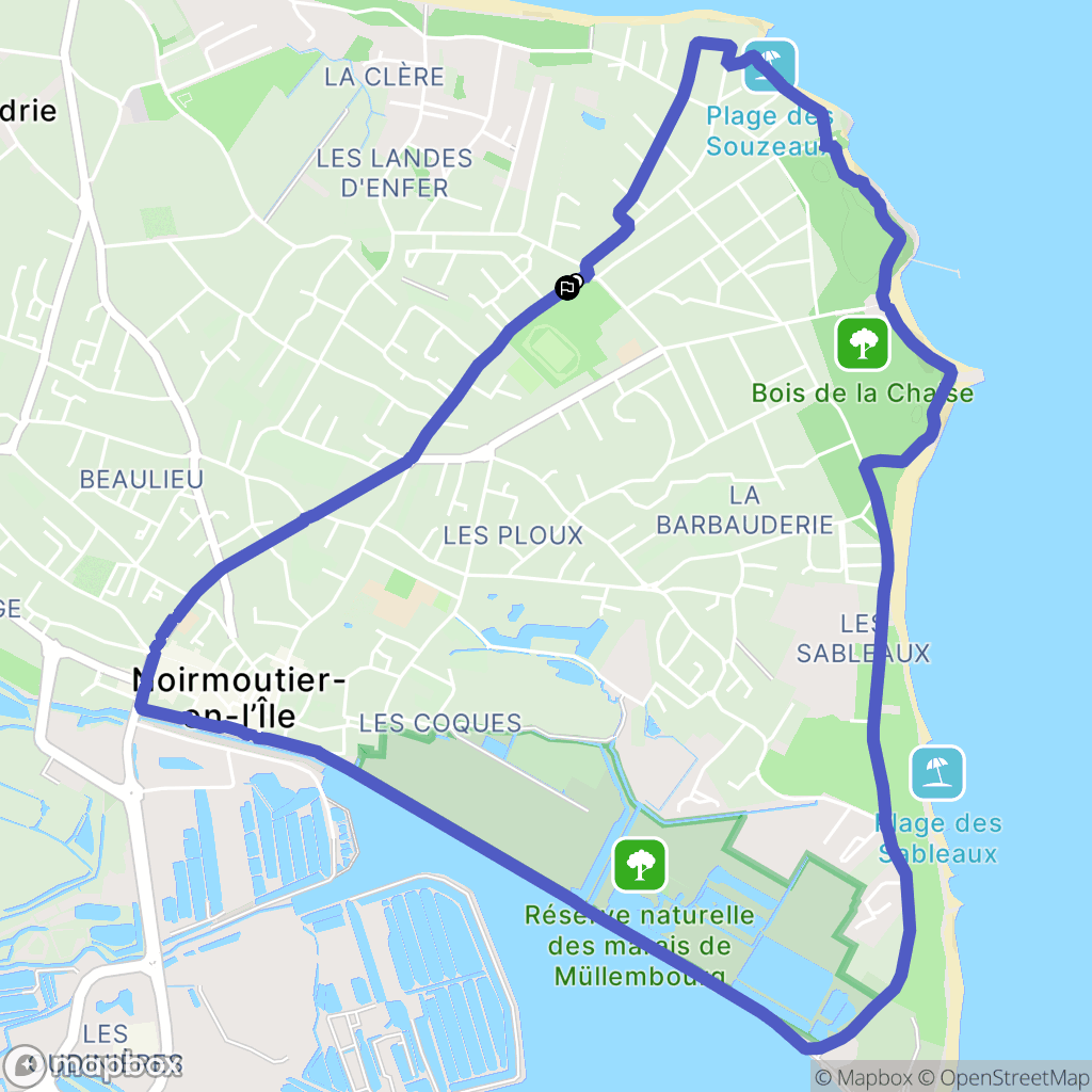 Noirmoutier-en-l'Île : carte du parcours de randonnée - France