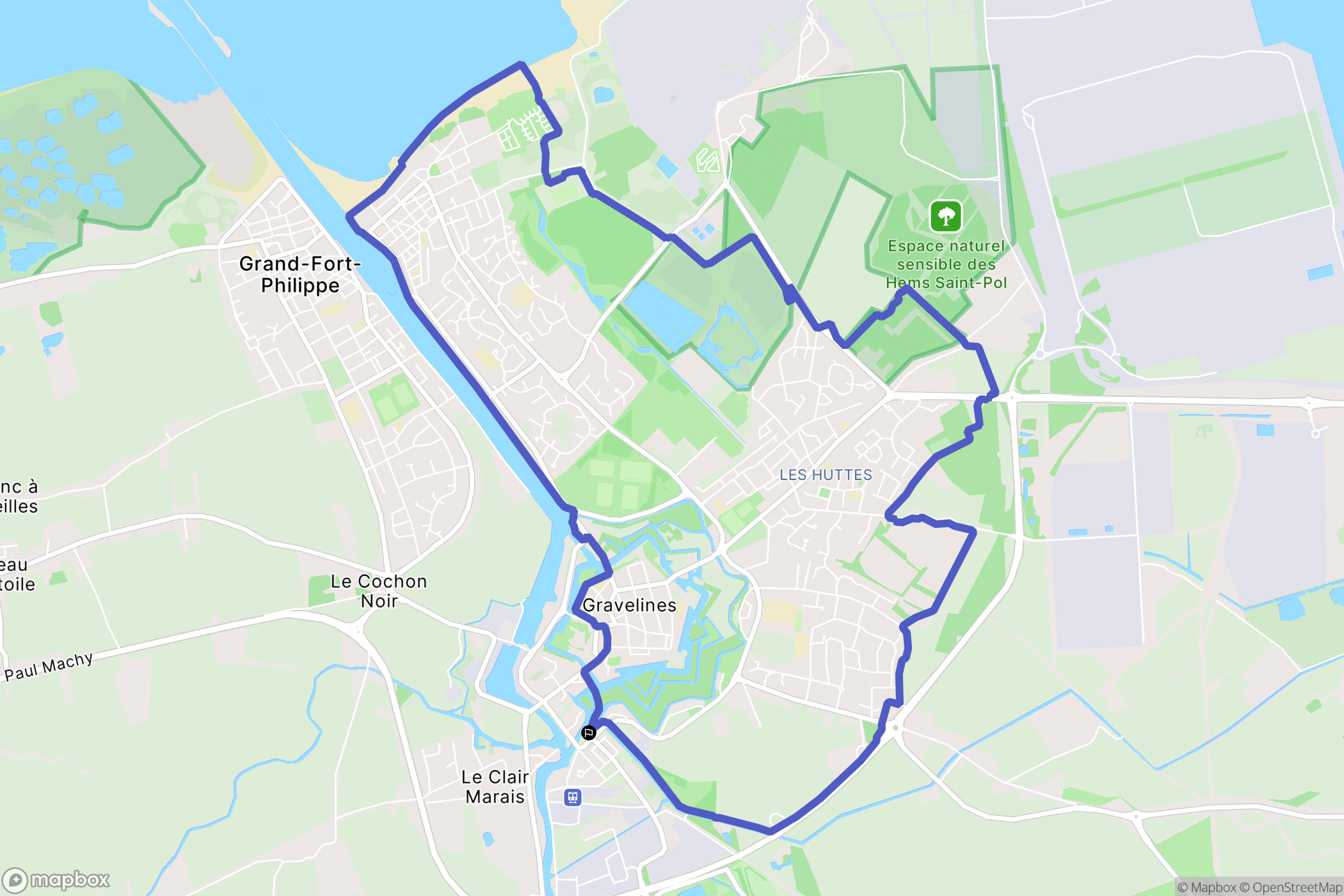 Gravelines : carte du parcours de randonnée - France