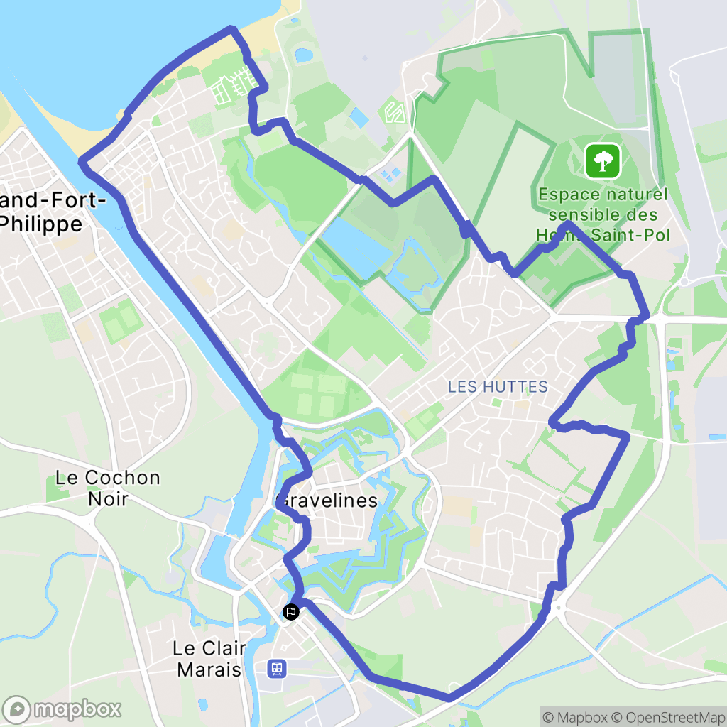 Gravelines : carte du parcours de randonnée - France