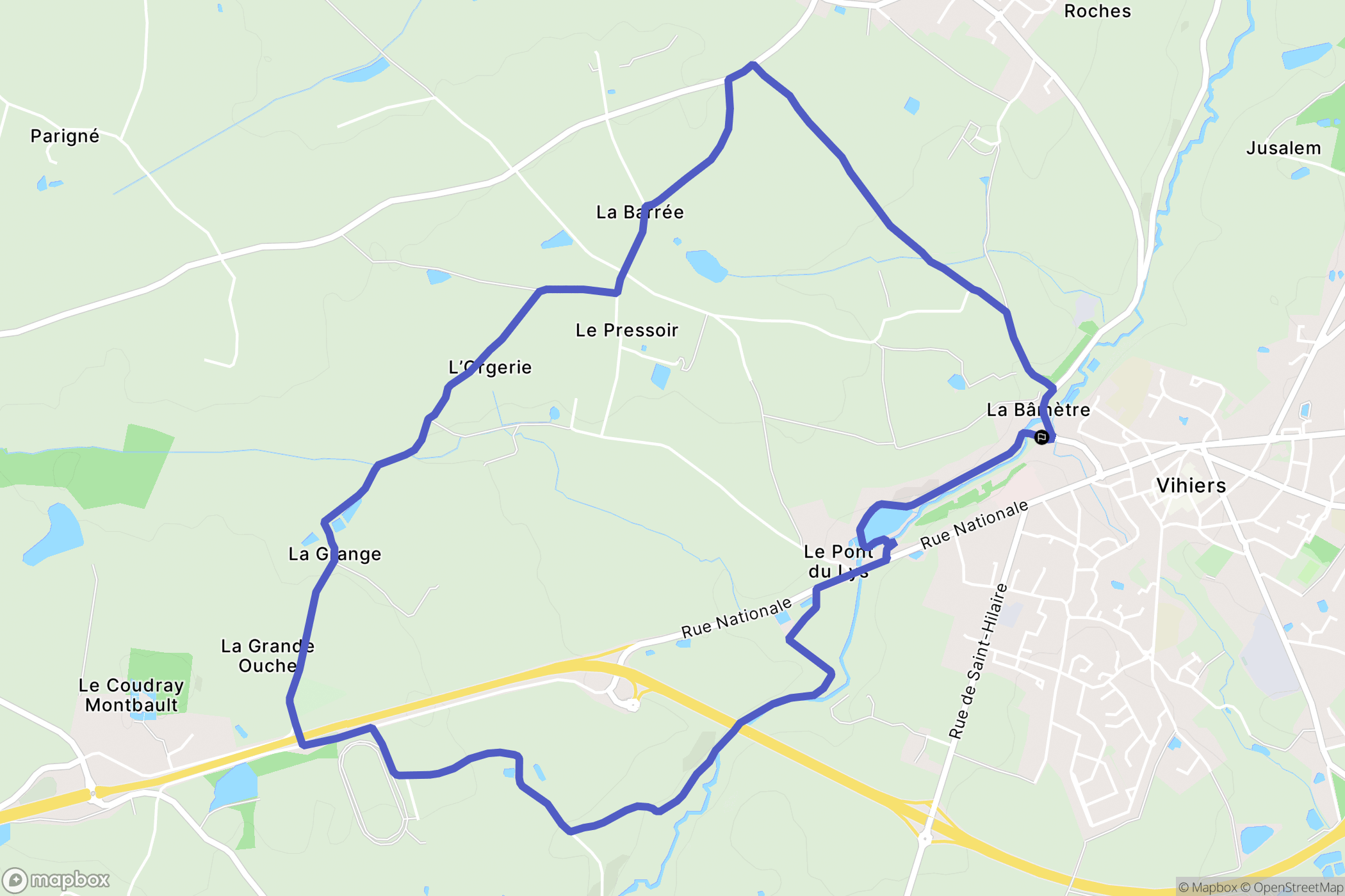 Lys-Haut-Layon : carte du parcours de randonnée - France