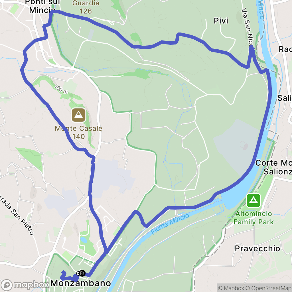 Monzambano : carte du parcours de randonnée - Italy