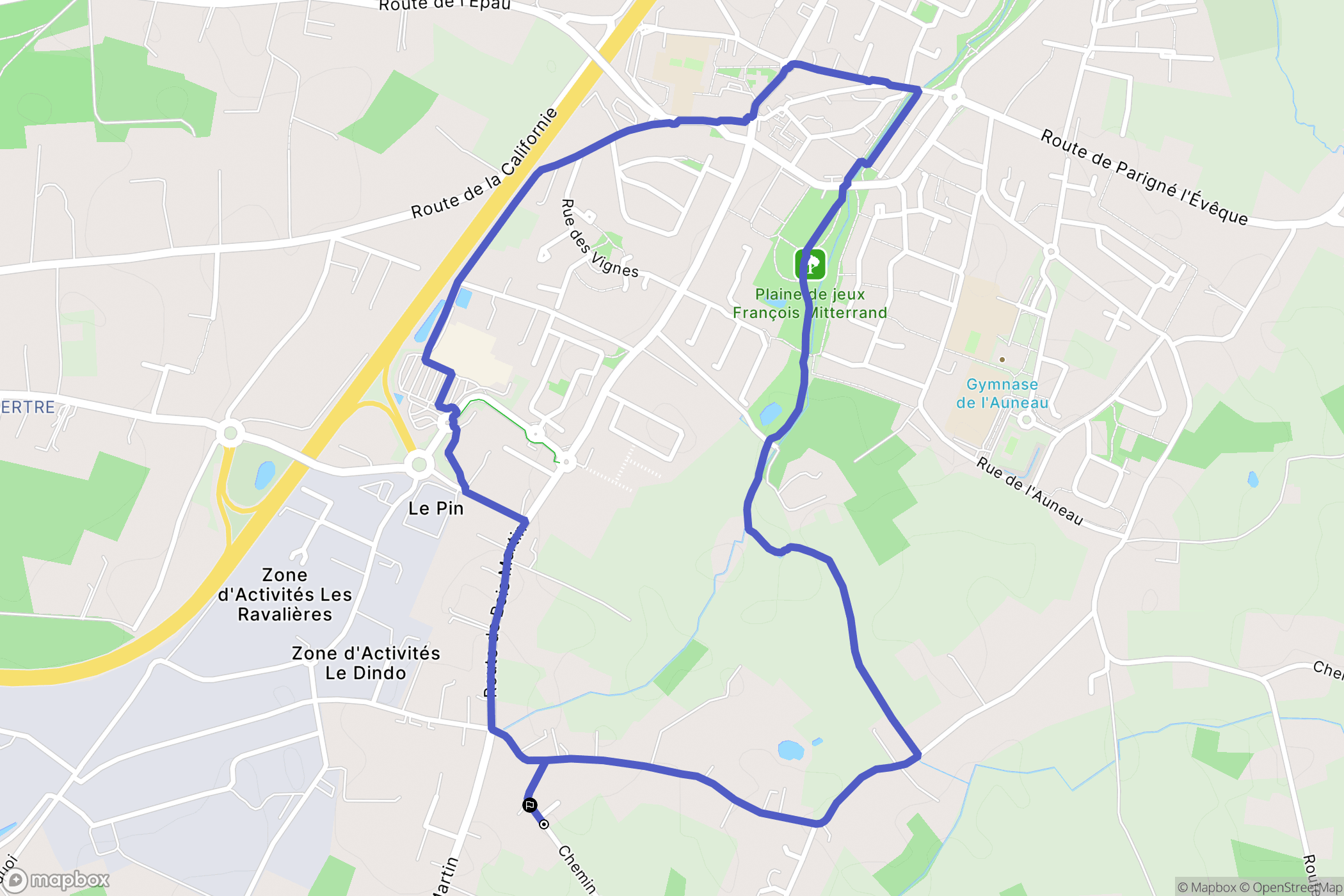 Changé : carte du parcours de randonnée - France