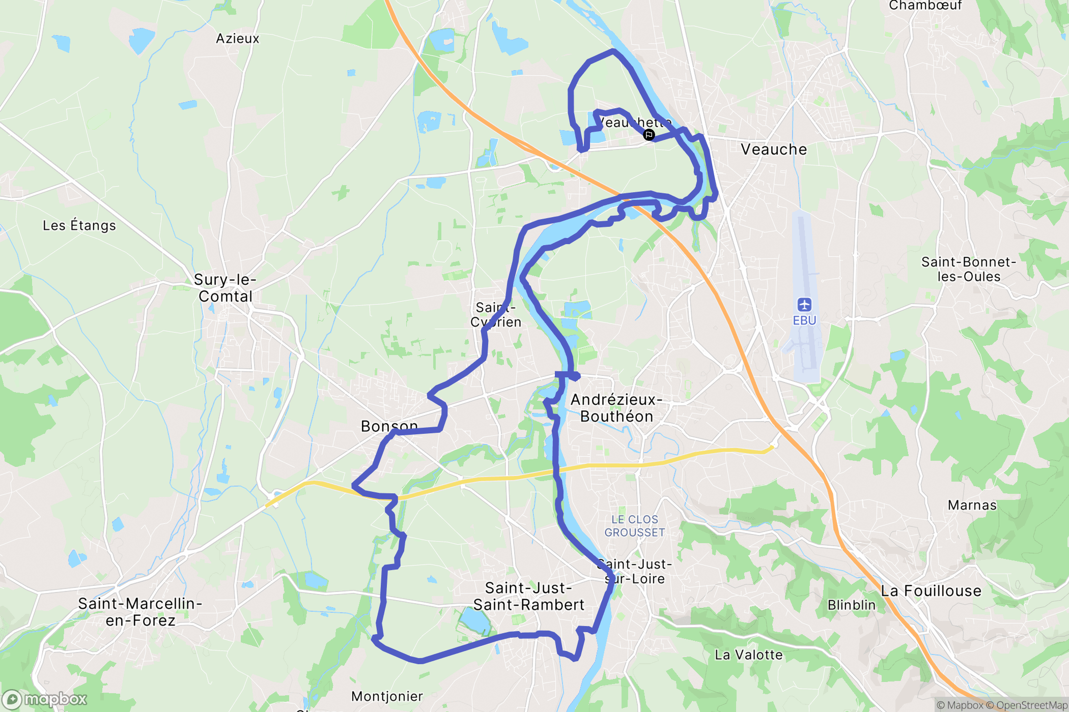 Veauchette : carte du parcours de randonnée - France