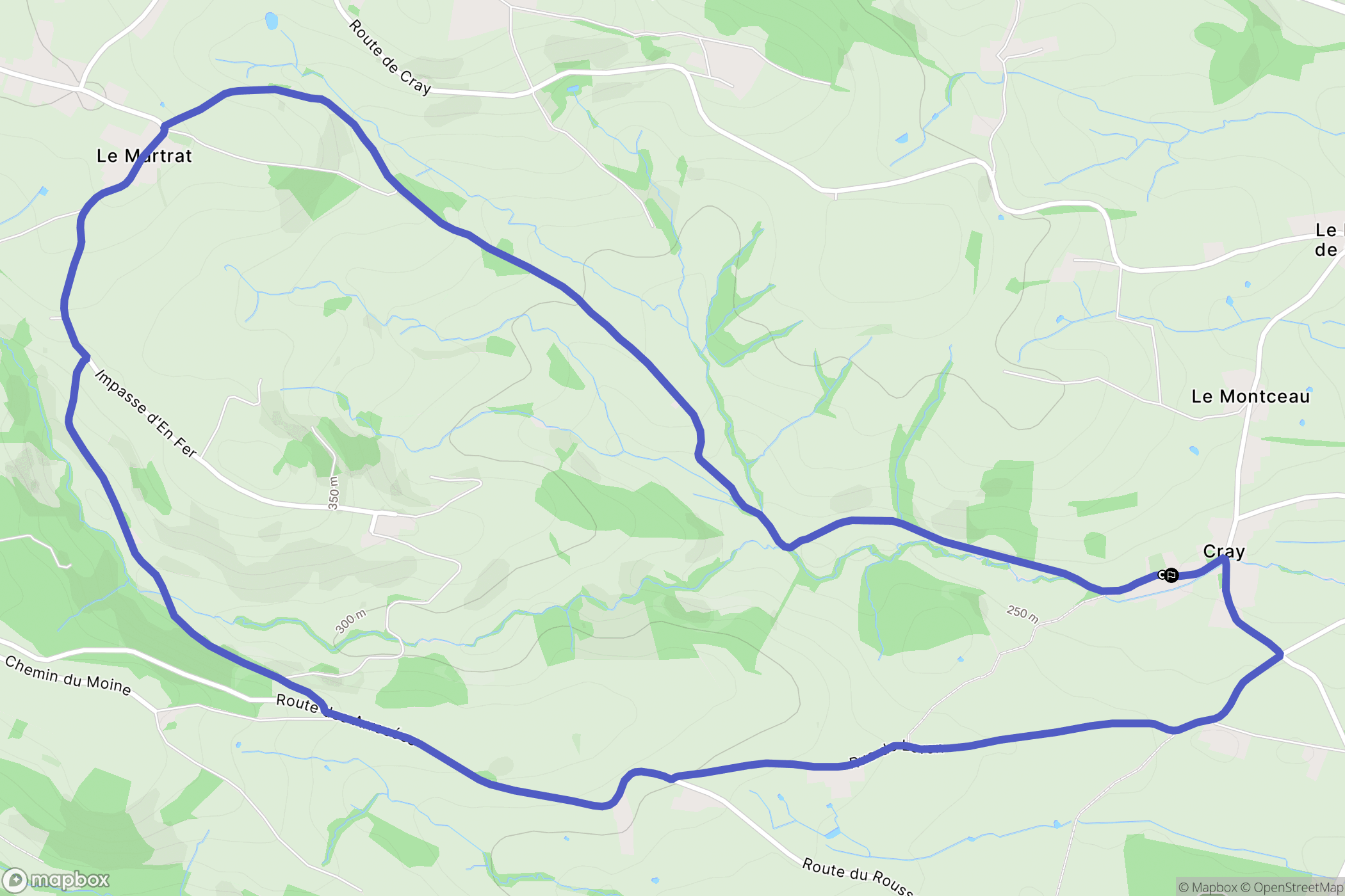 Saint-Marcelin-de-Cray : carte du parcours de randonnée - France