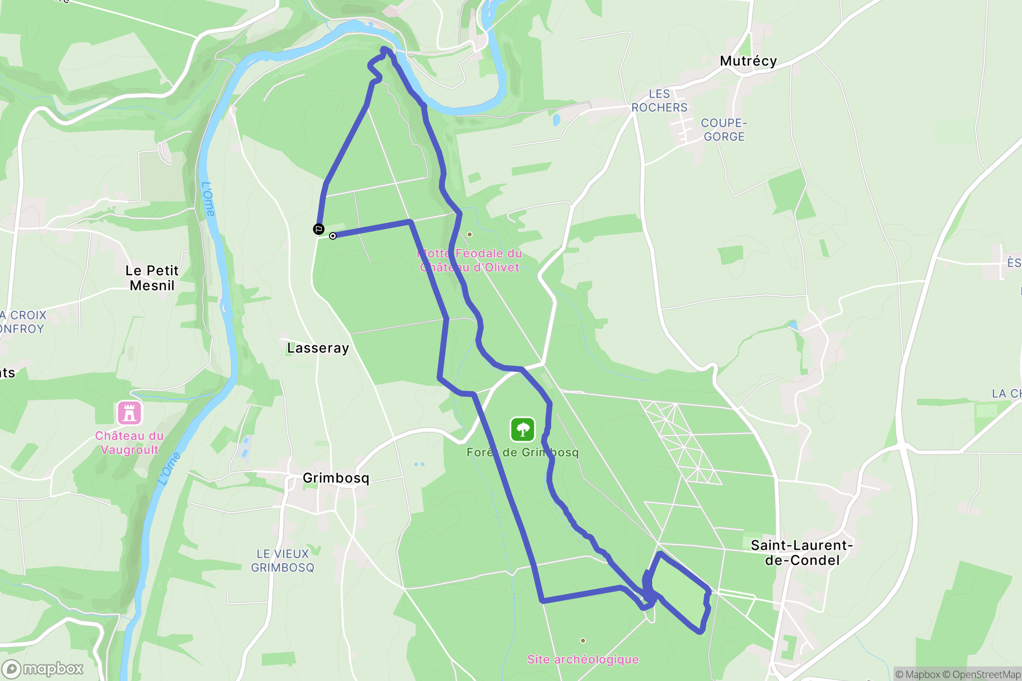 Grimbosq : carte du parcours de randonnée - France