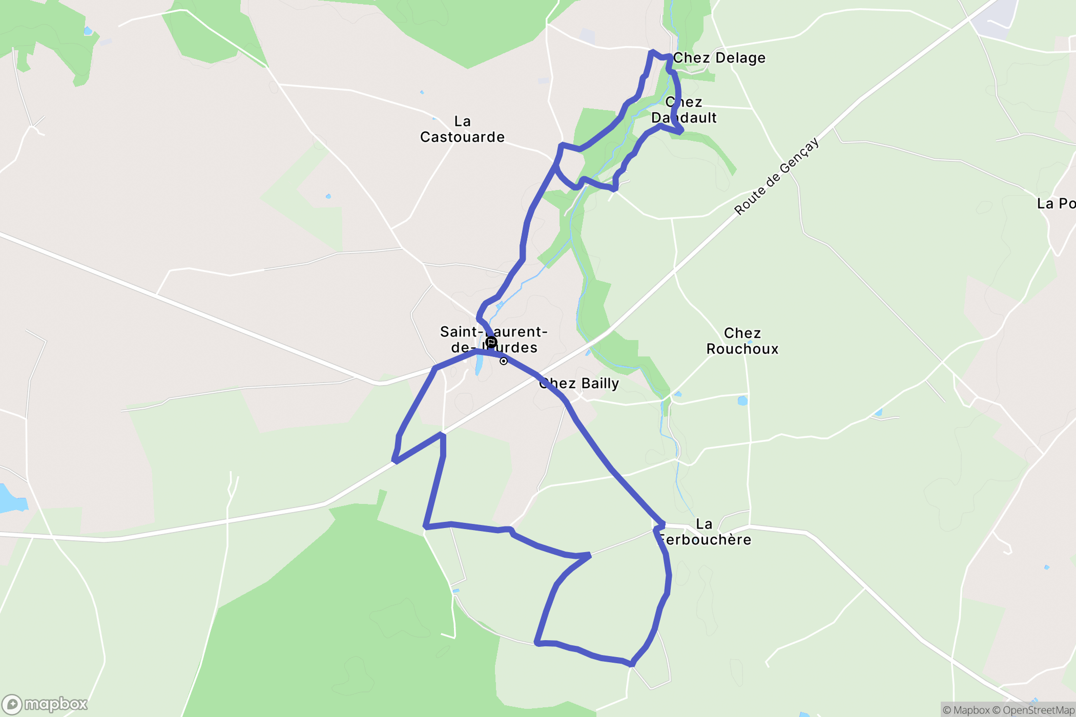 Saint-Laurent-de-Jourdes : carte du parcours de randonnée - France