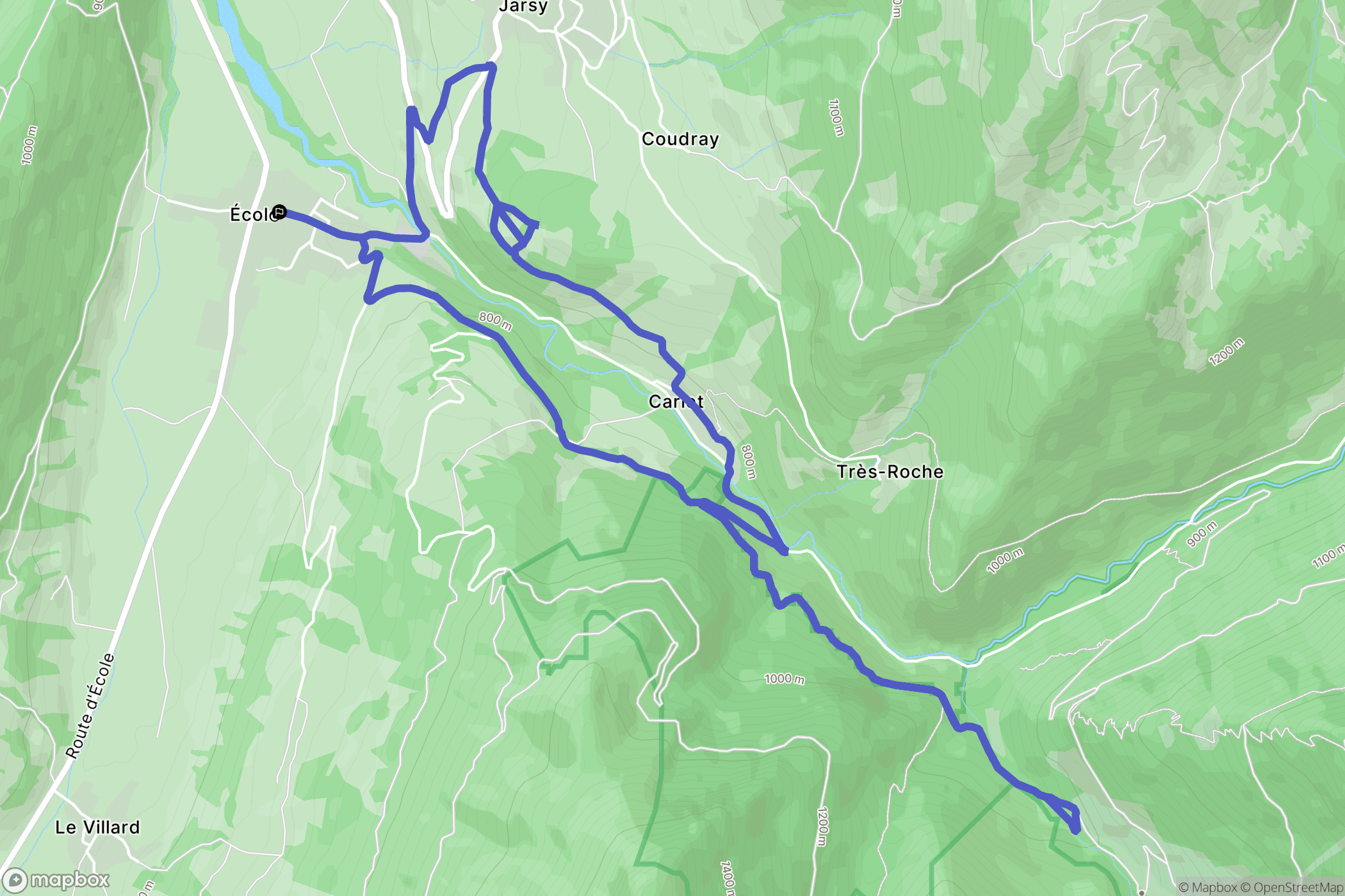 École : carte du parcours de randonnée - France