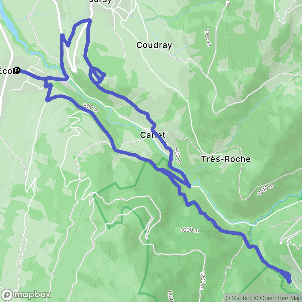 École : carte du parcours de randonnée - France