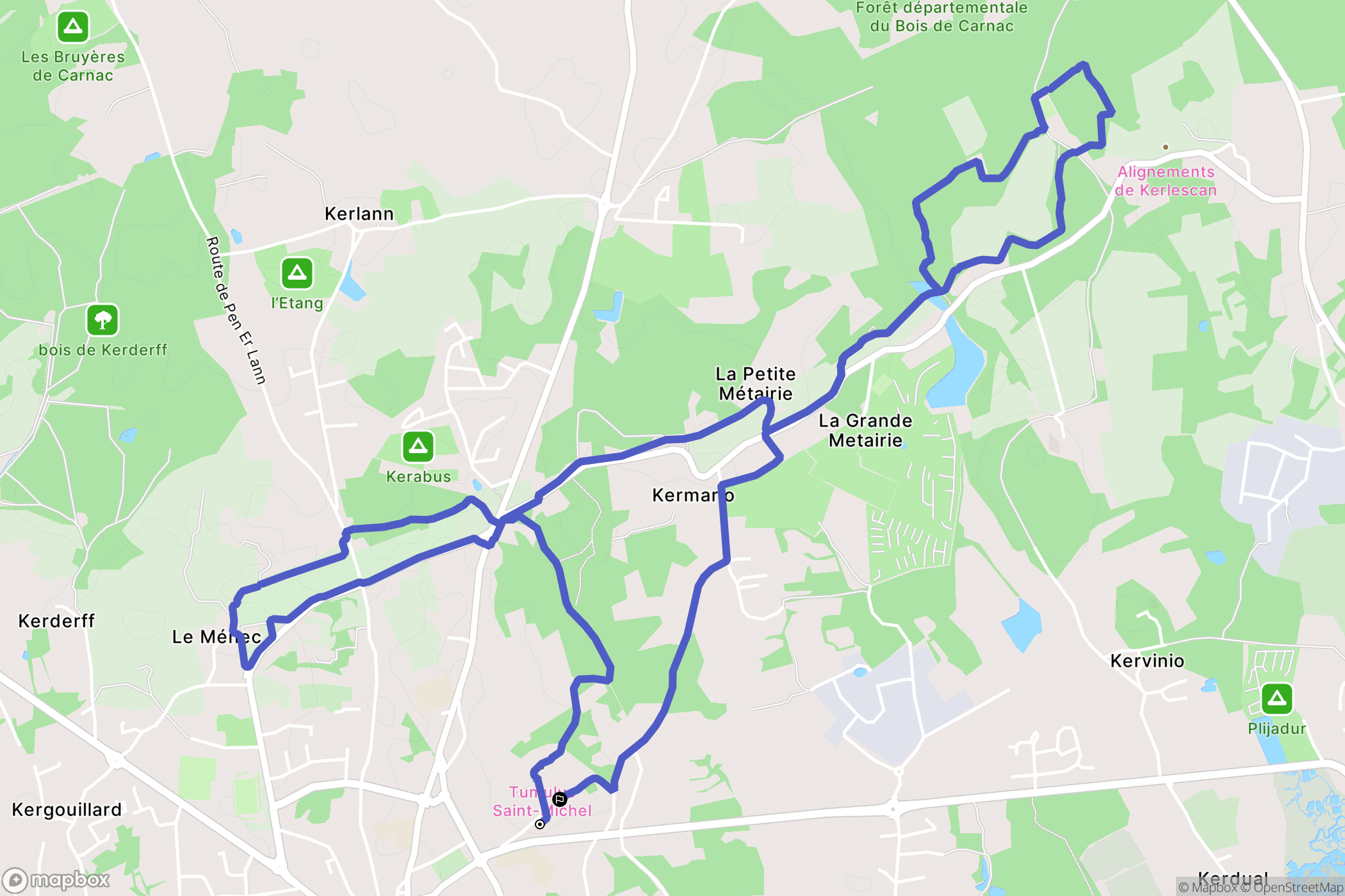 Carnac : carte du parcours de randonnée - France