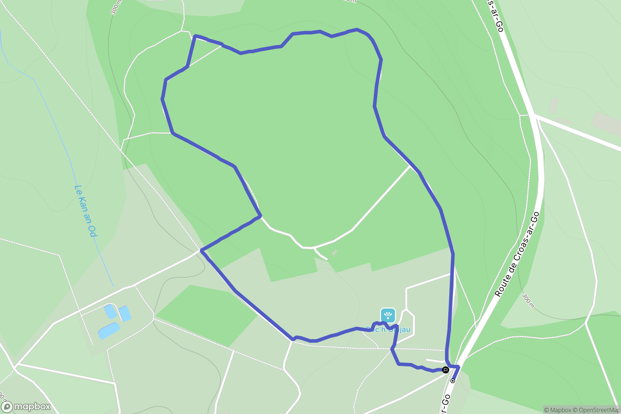 Hanvec : carte du parcours de randonnée - France