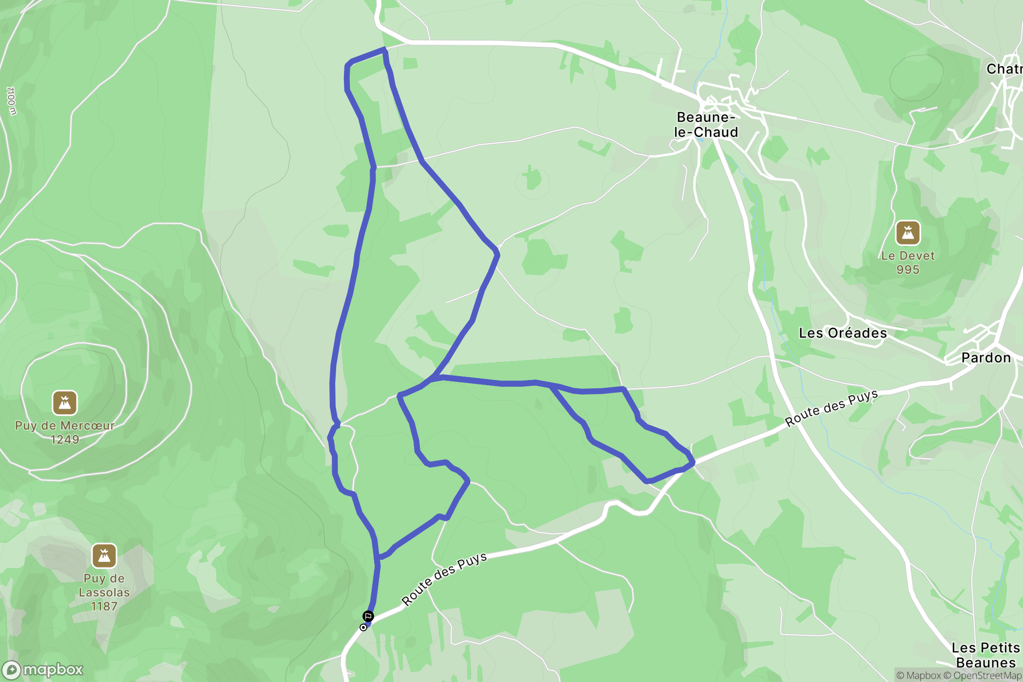 Saint-Genès-Champanelle : carte du parcours de randonnée - France