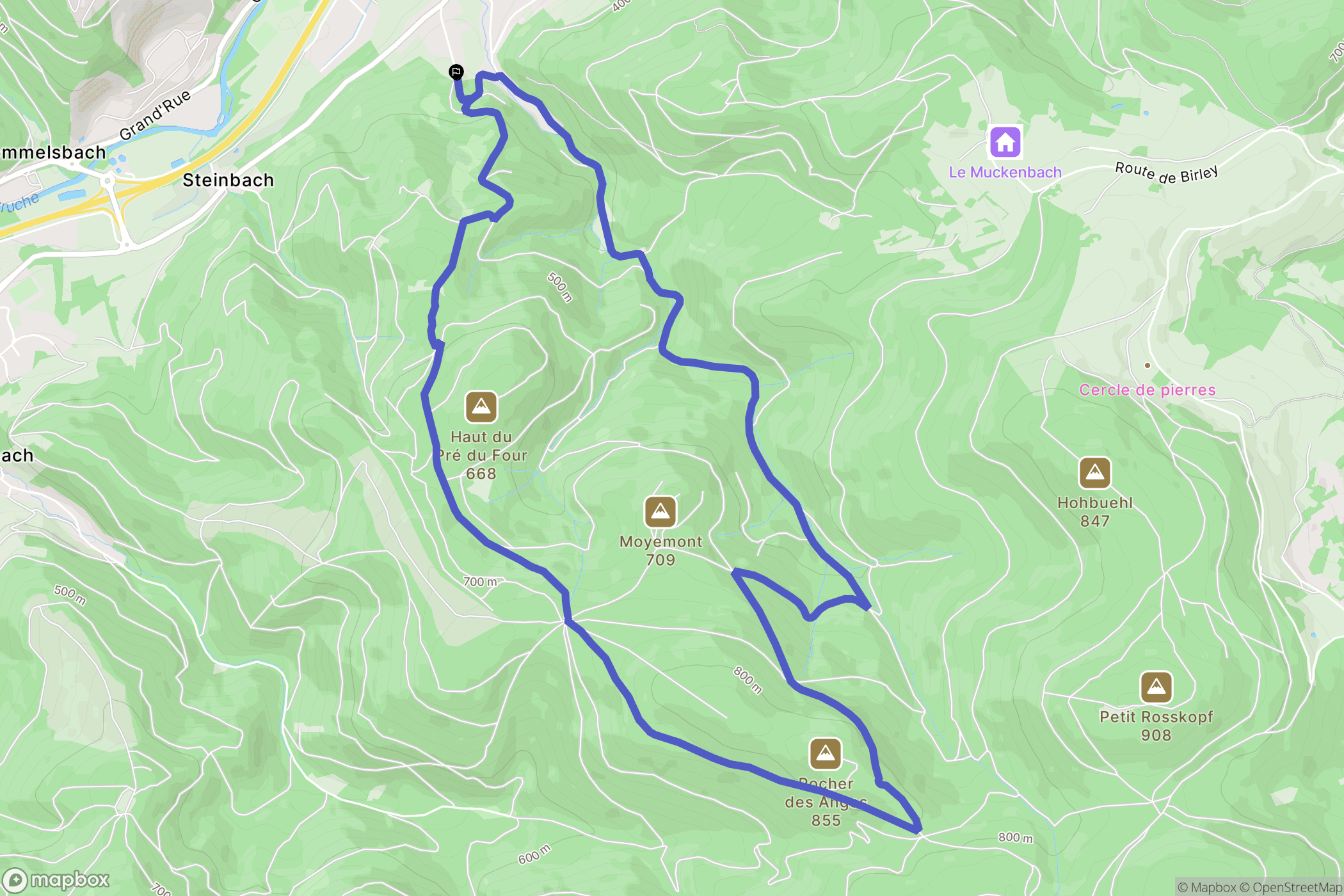 Russ : carte du parcours de randonnée - France