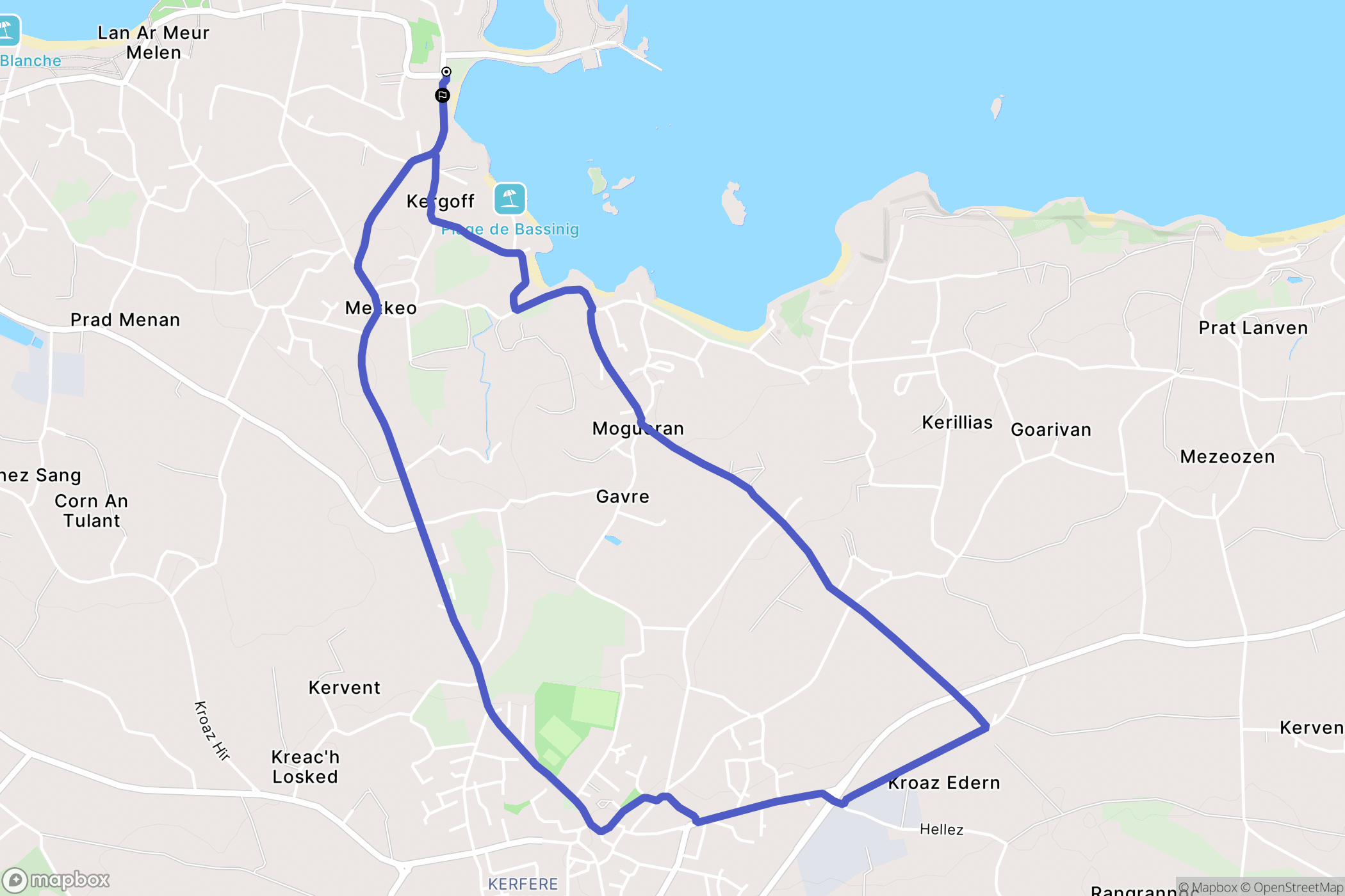 Plouguerneau : carte du parcours de randonnée - France