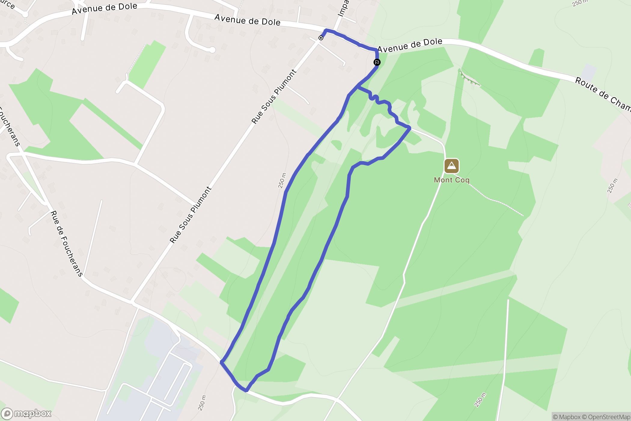 Champvans : carte du parcours de randonnée - France