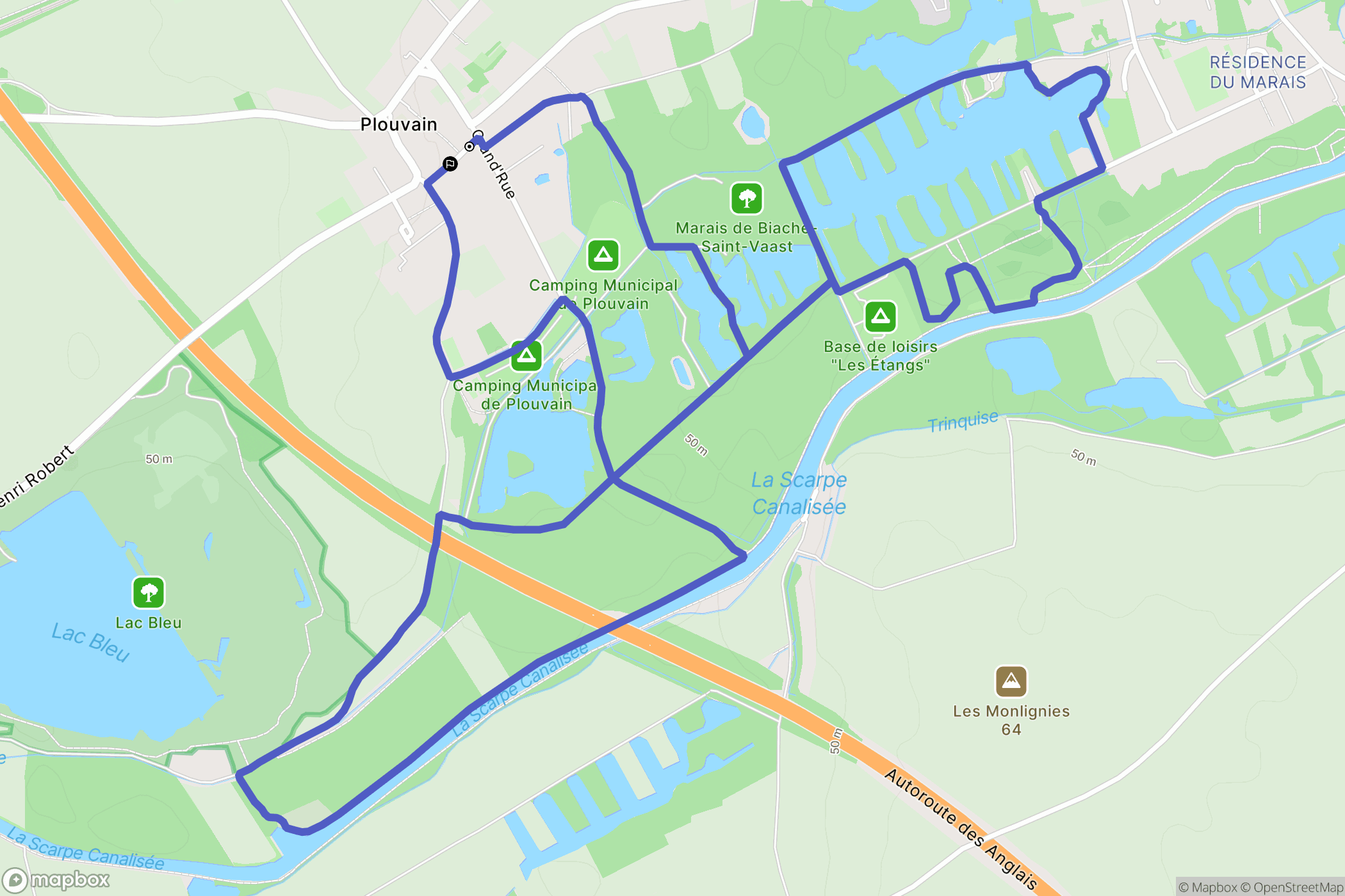 Plouvain : carte du parcours de randonnée - France